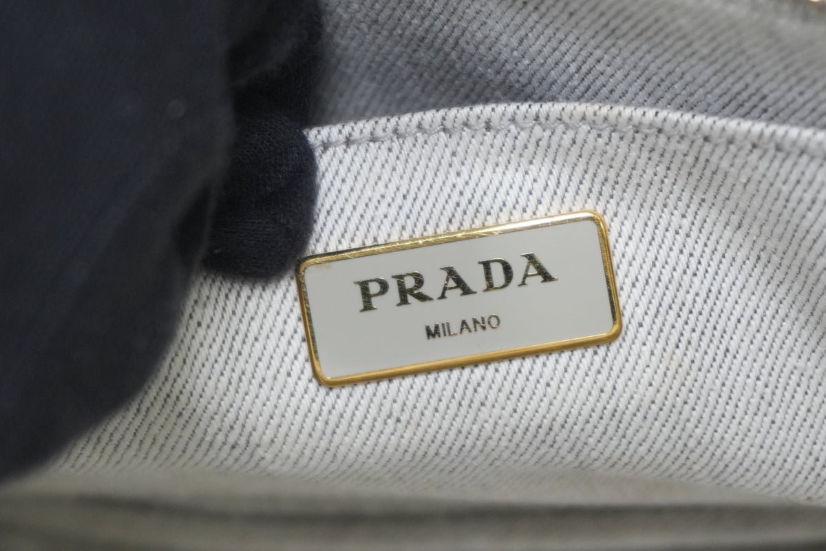 Pre-Owned Prada Fabric Canvas two Way Canapa Shoulder Bag Gray