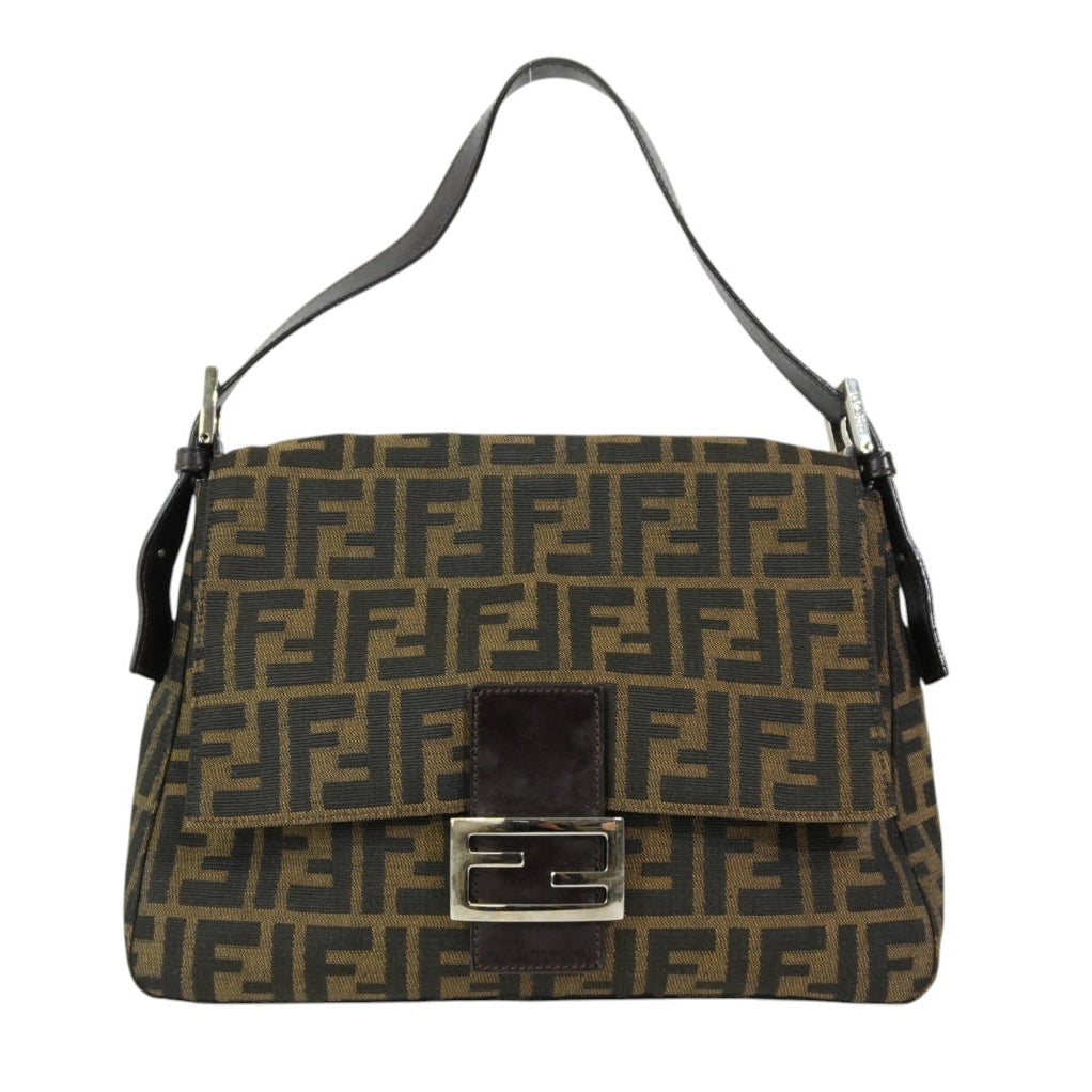 Pre-owned Fendi Zucca Mamma Baguette Handbag Brown