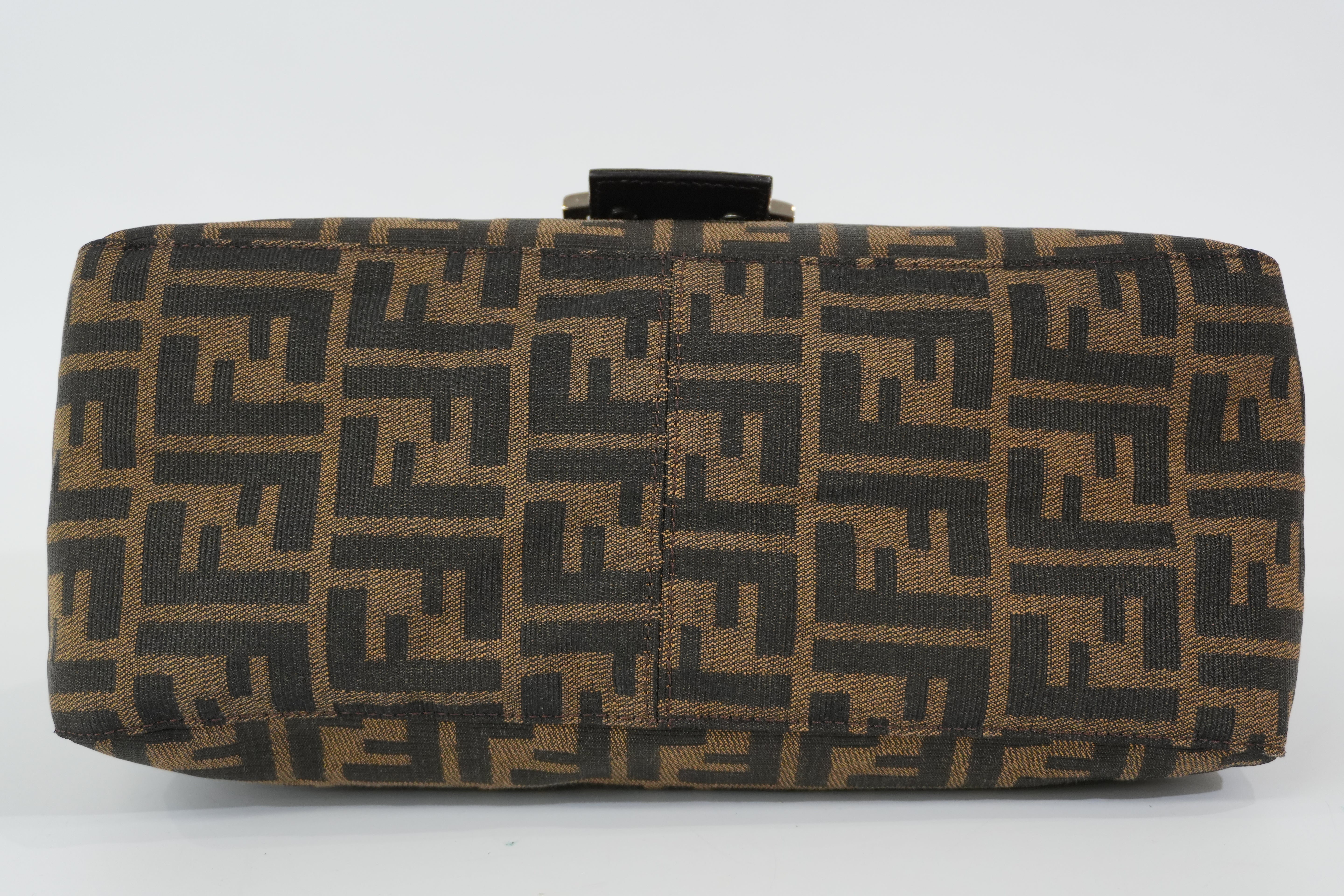 Pre-owned Fendi Zucca Mamma Baguette Handbag Brown