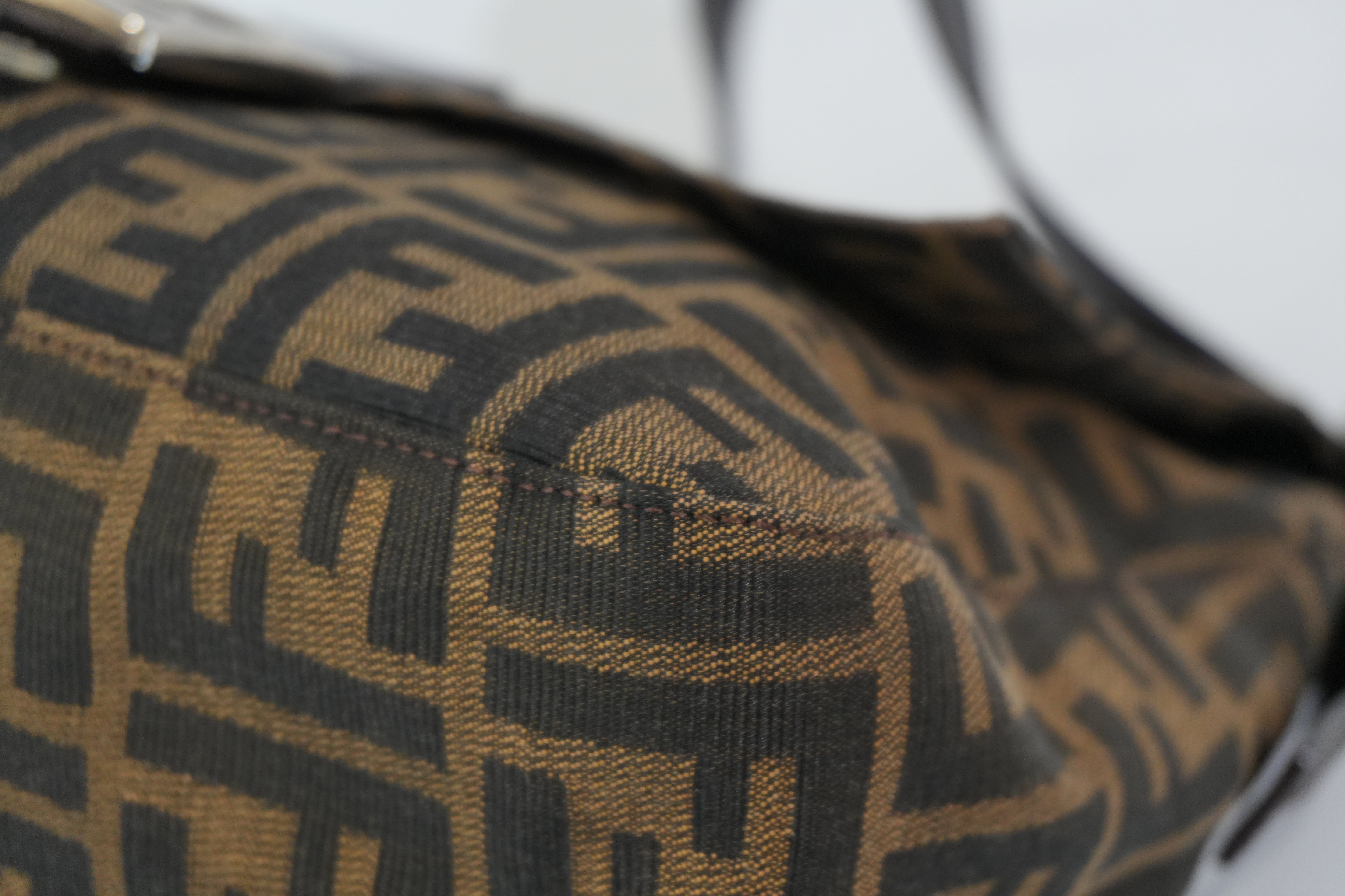 Pre-owned Fendi Zucca Mamma Baguette Handbag Brown