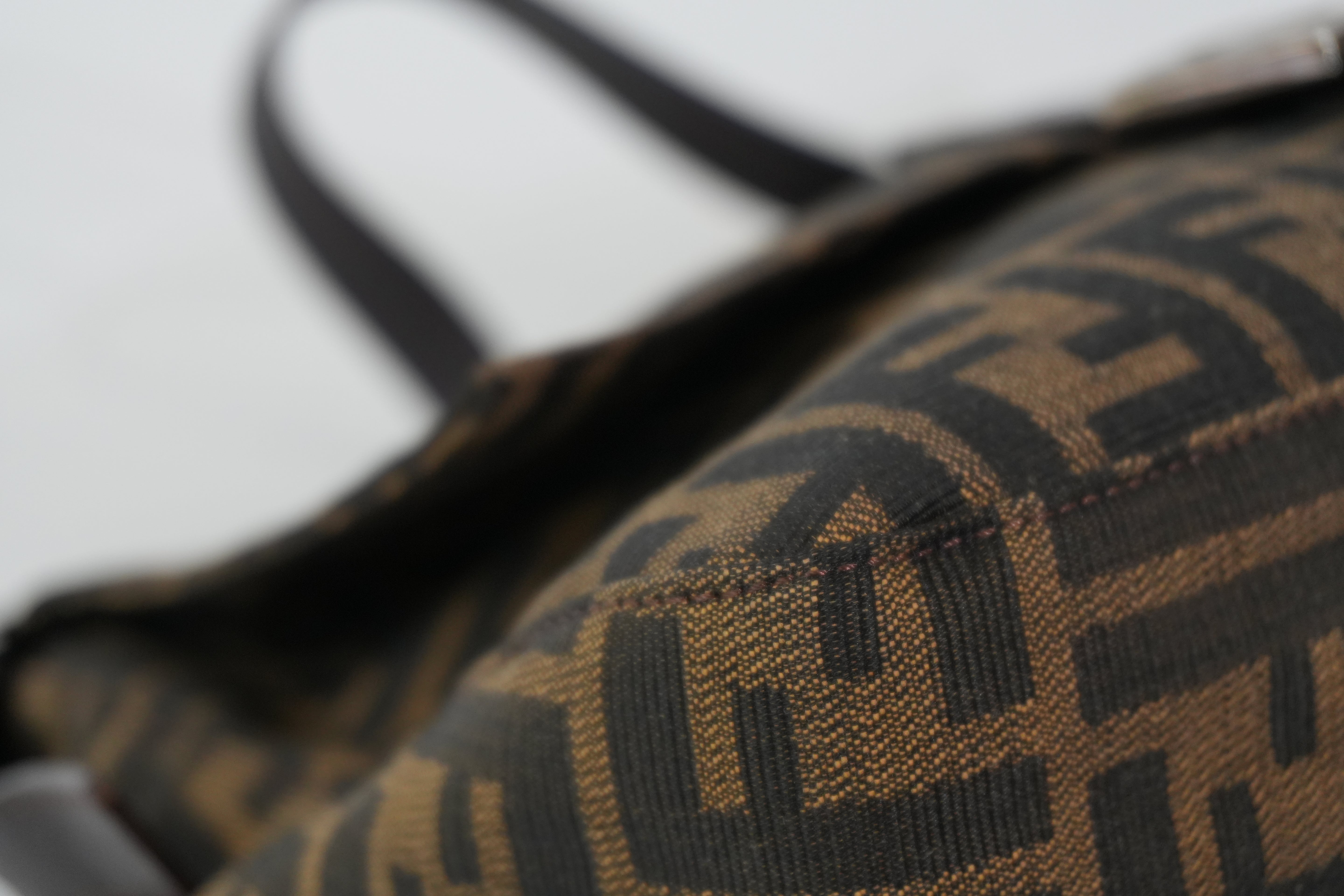 Pre-owned Fendi Zucca Mamma Baguette Handbag Brown