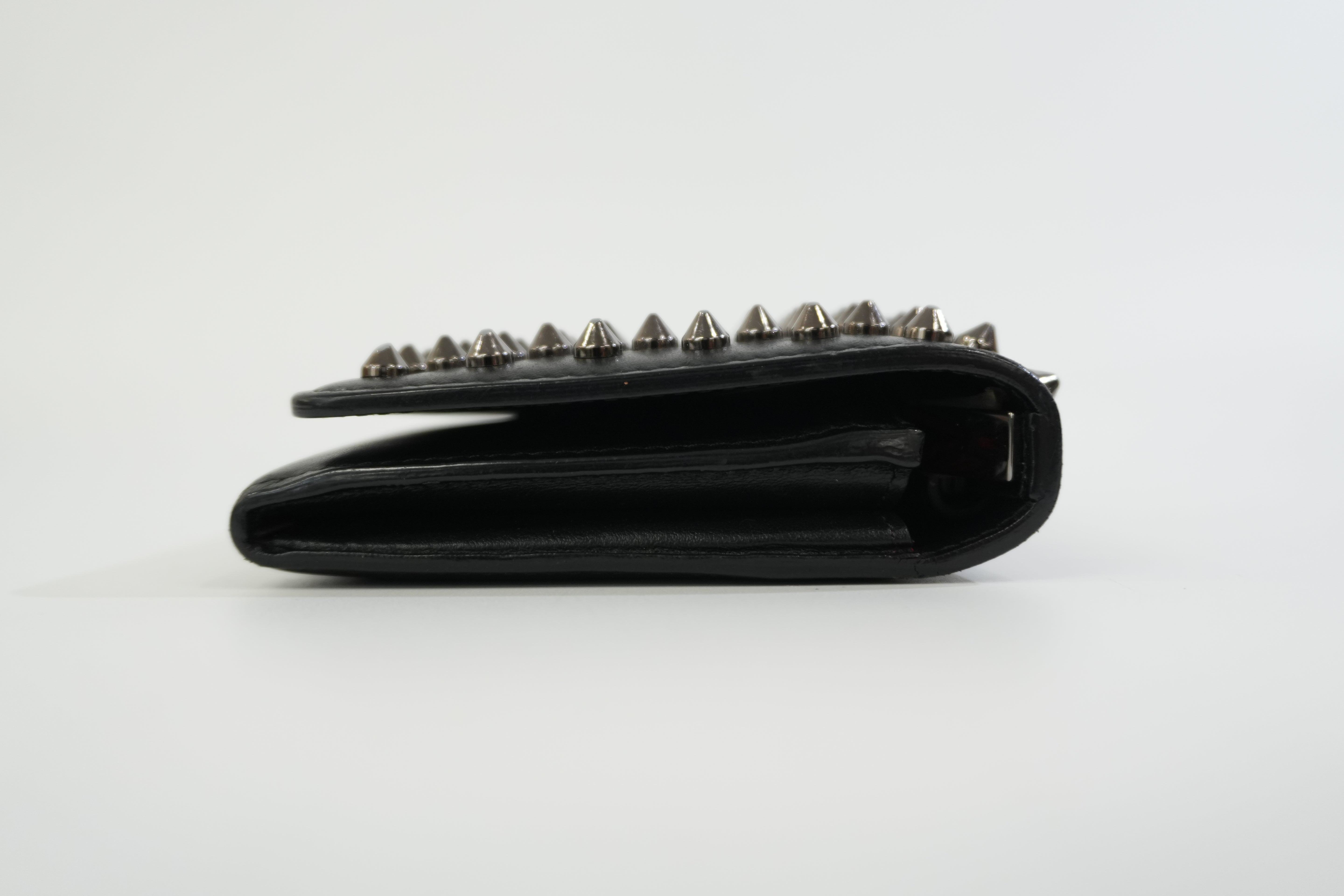Pre-owned Christian Louboutin Studs Leather Wallet Black