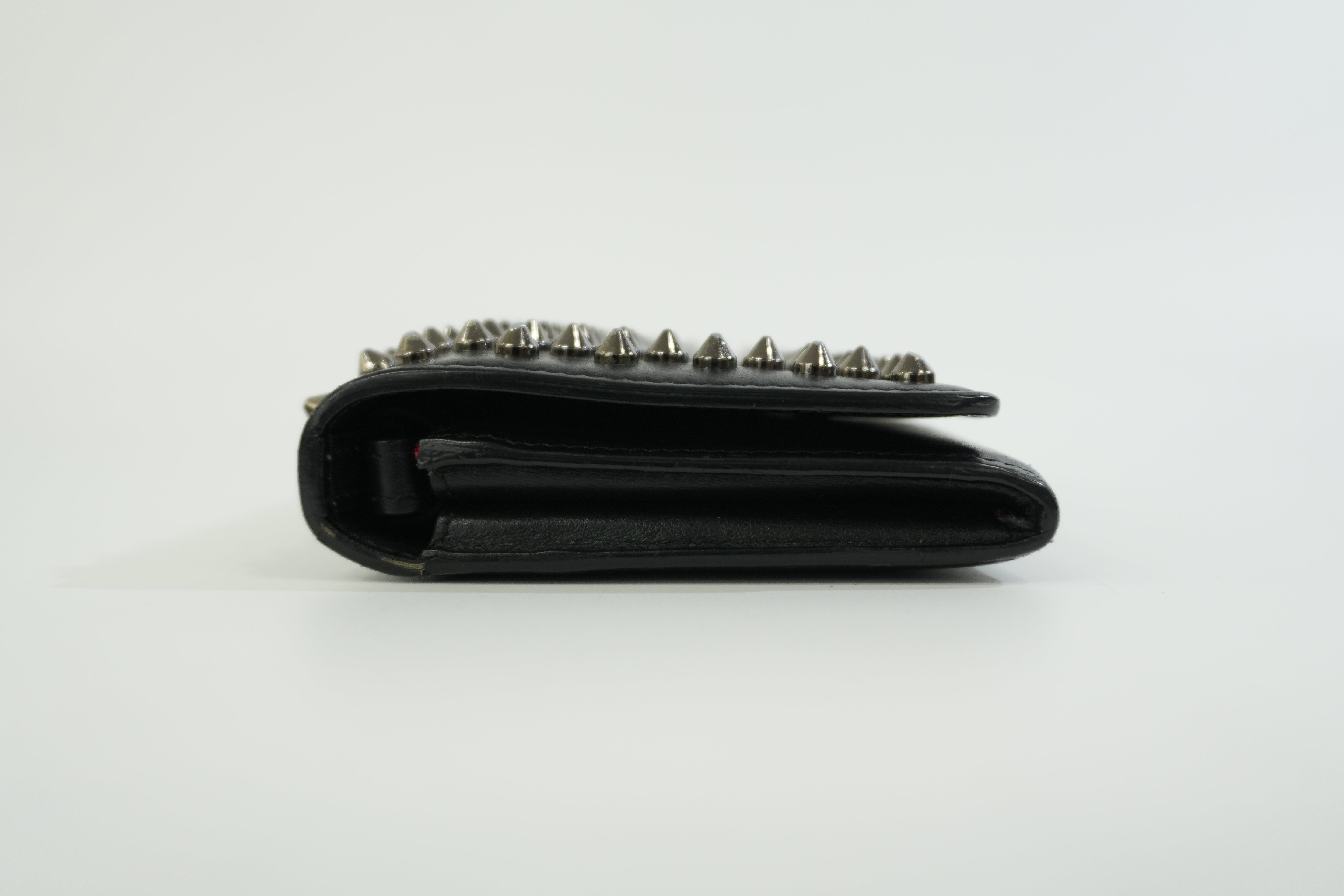 Pre-owned Christian Louboutin Studs Leather Wallet Black