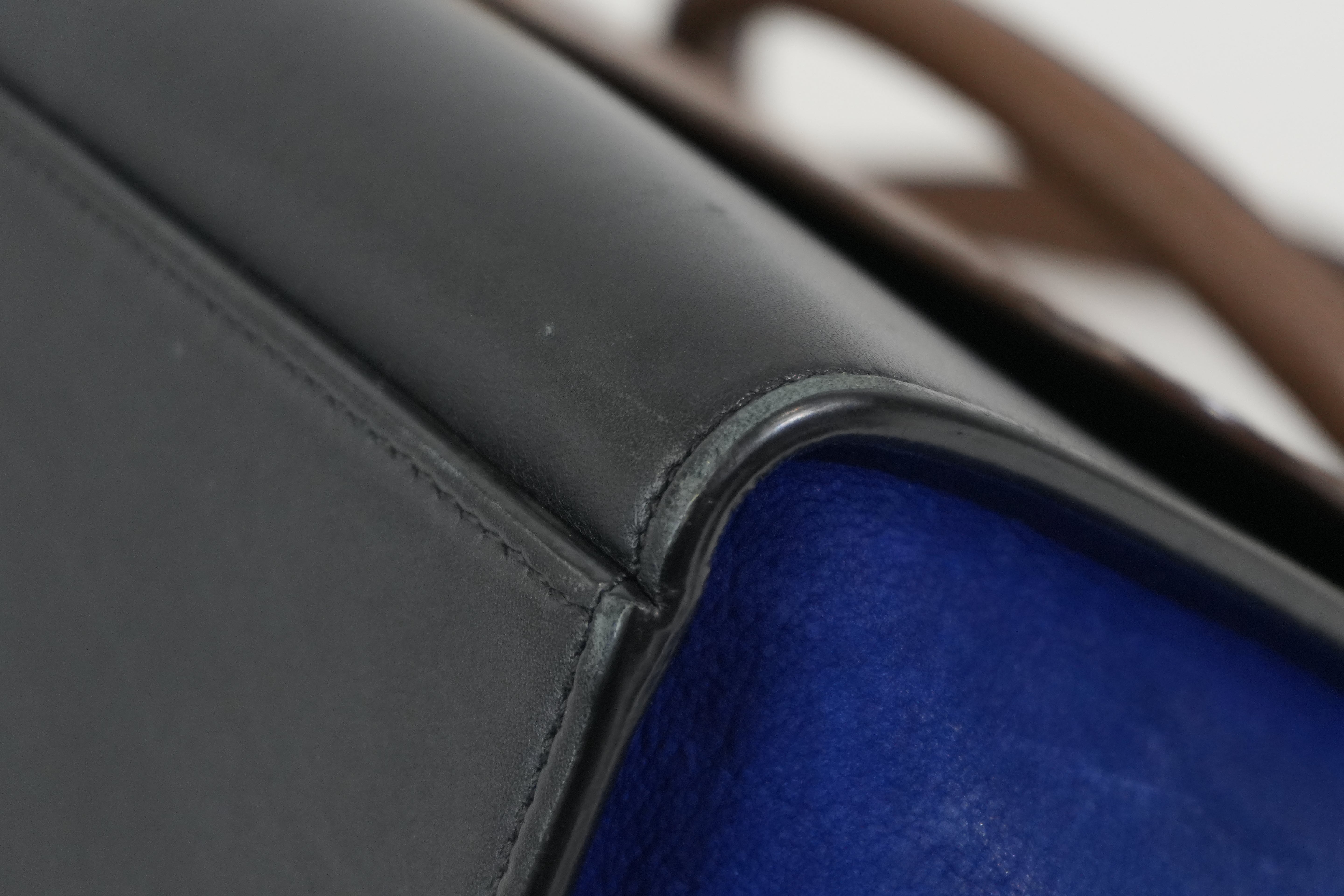 Pre-owned Celine Two Way Trapeze Shoulder Bag Blue and Brown