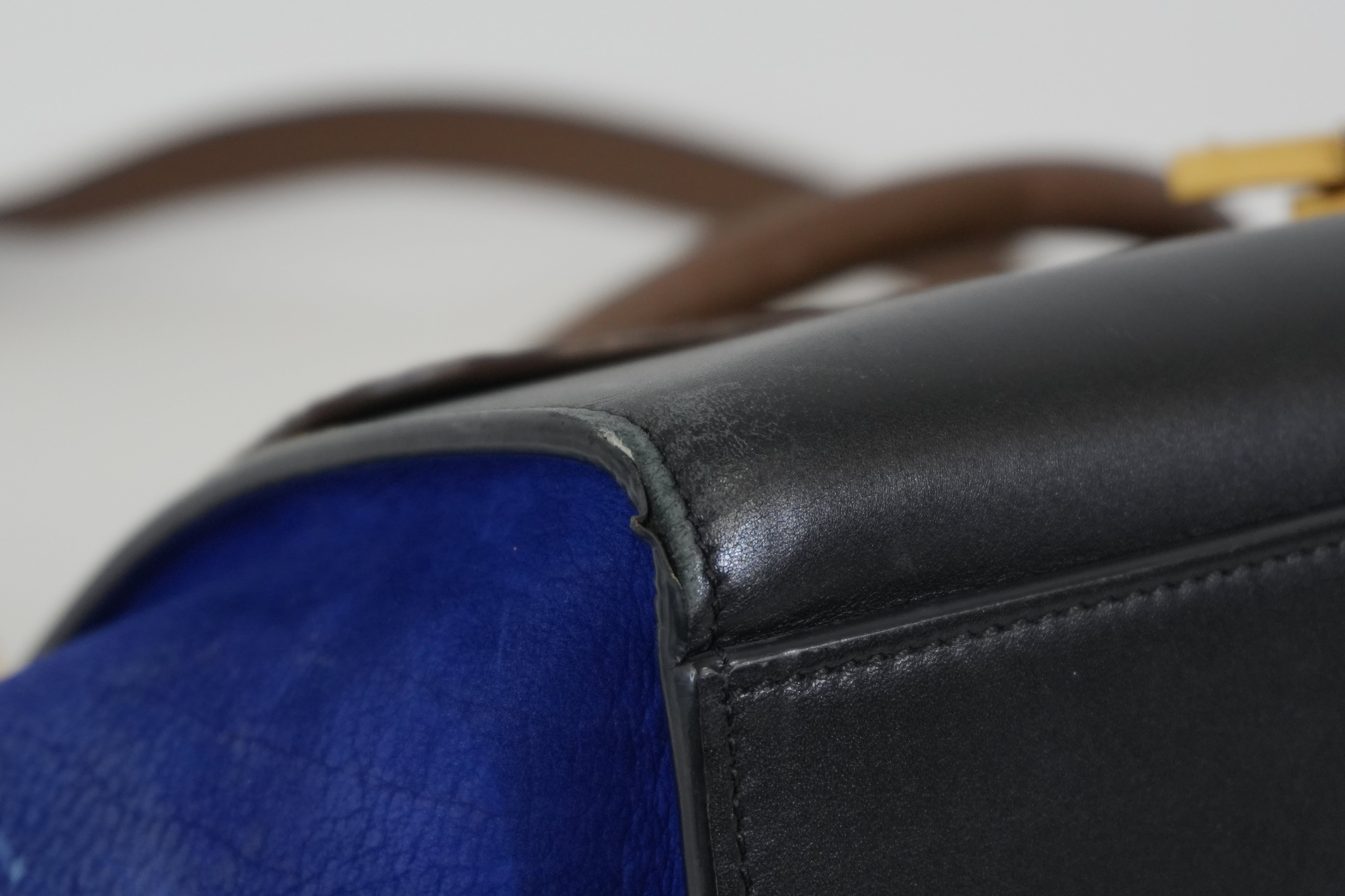 Pre-owned Celine Two Way Trapeze Shoulder Bag Blue and Brown