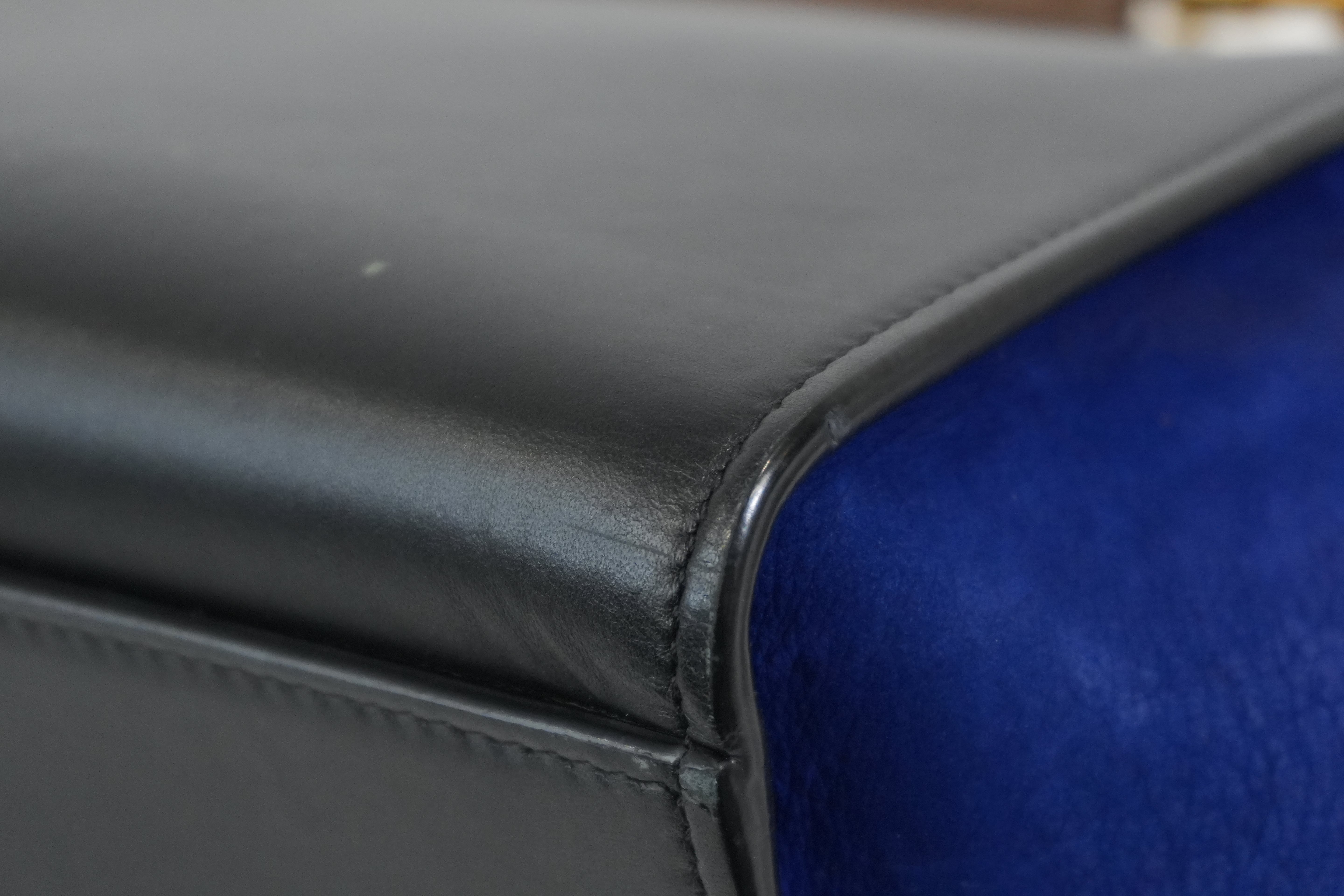 Pre-owned Celine Two Way Trapeze Shoulder Bag Blue and Brown