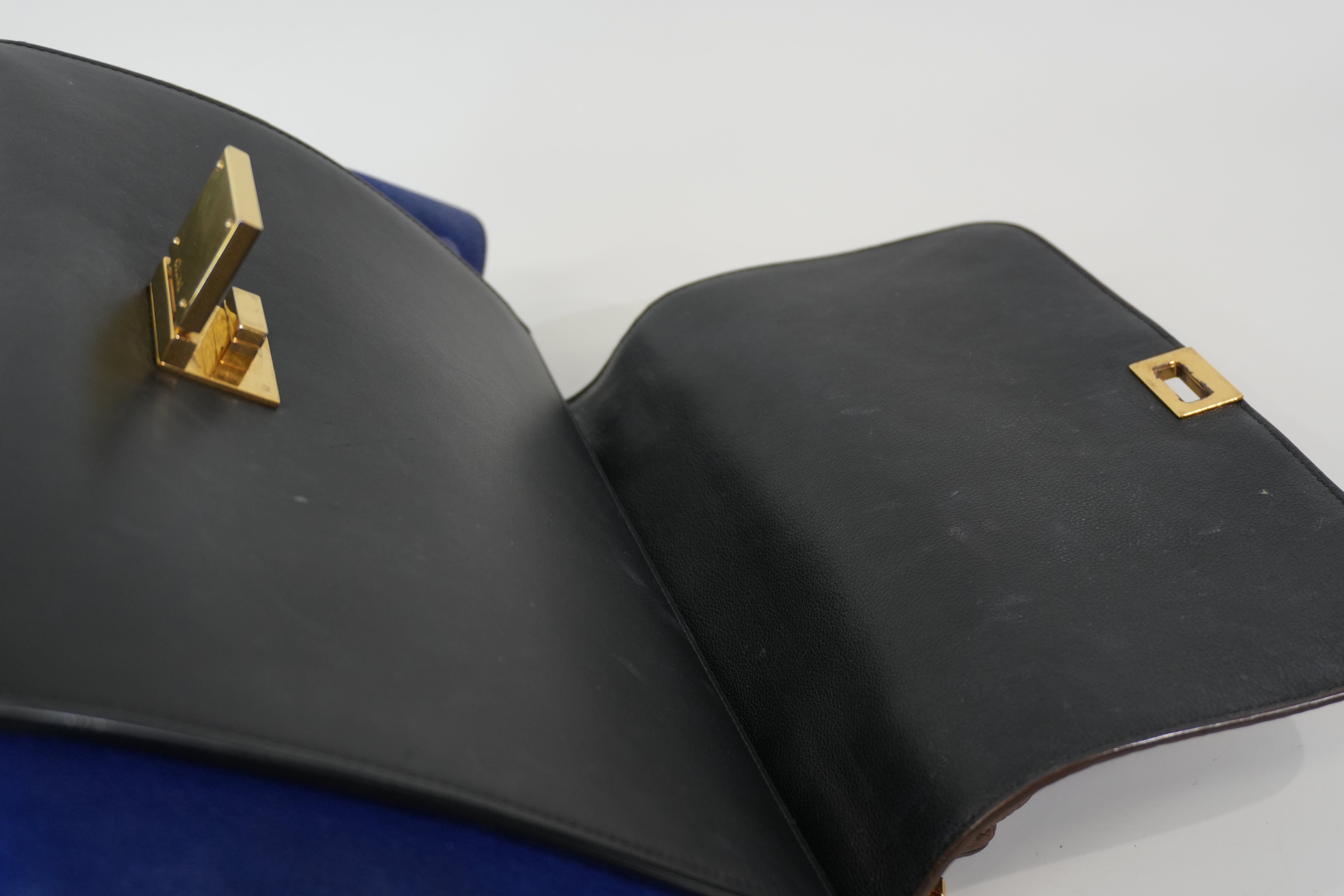 Pre-owned Celine Two Way Trapeze Shoulder Bag Blue and Brown