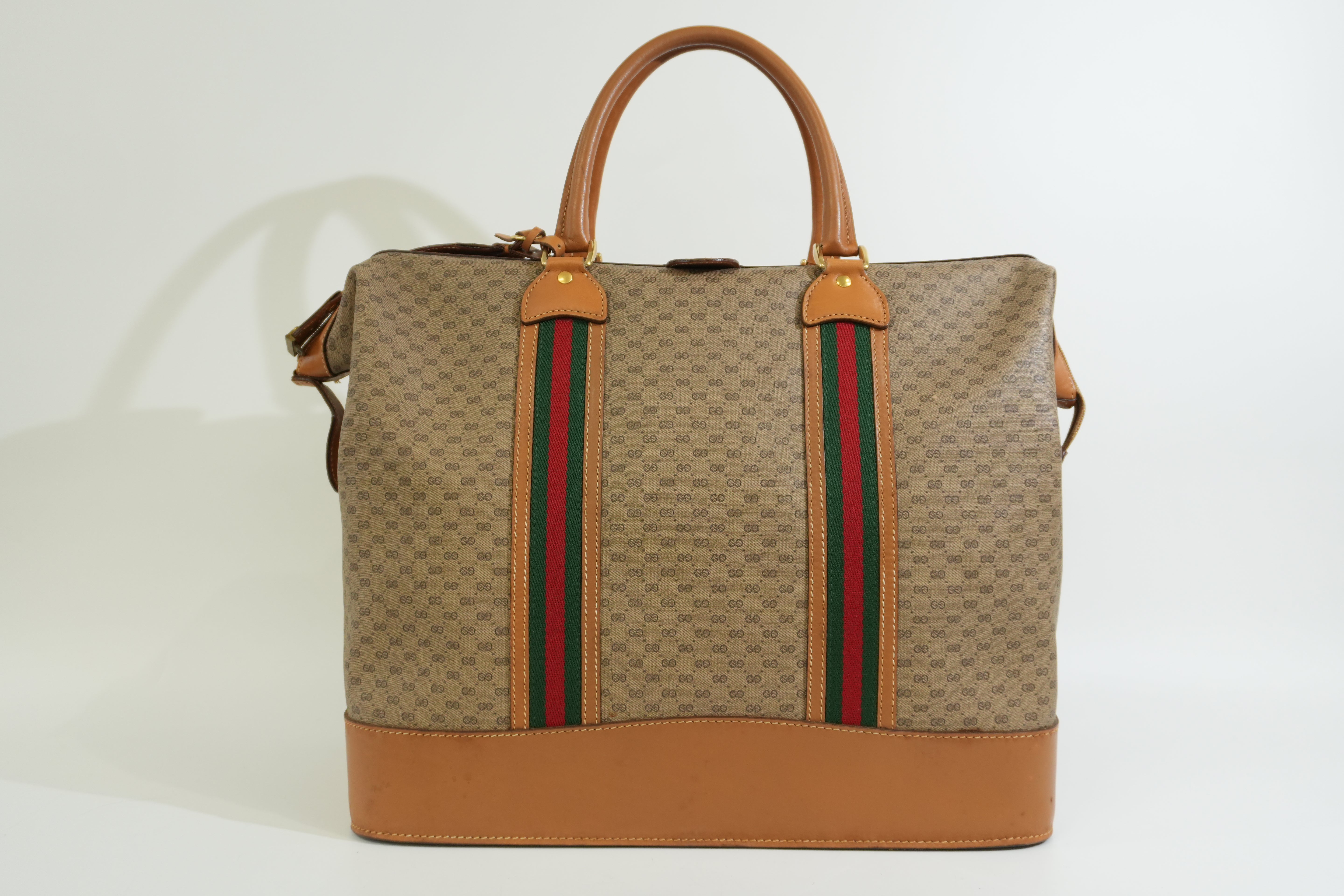 Pre-owned Gucci Supreme Travel Bag Brown