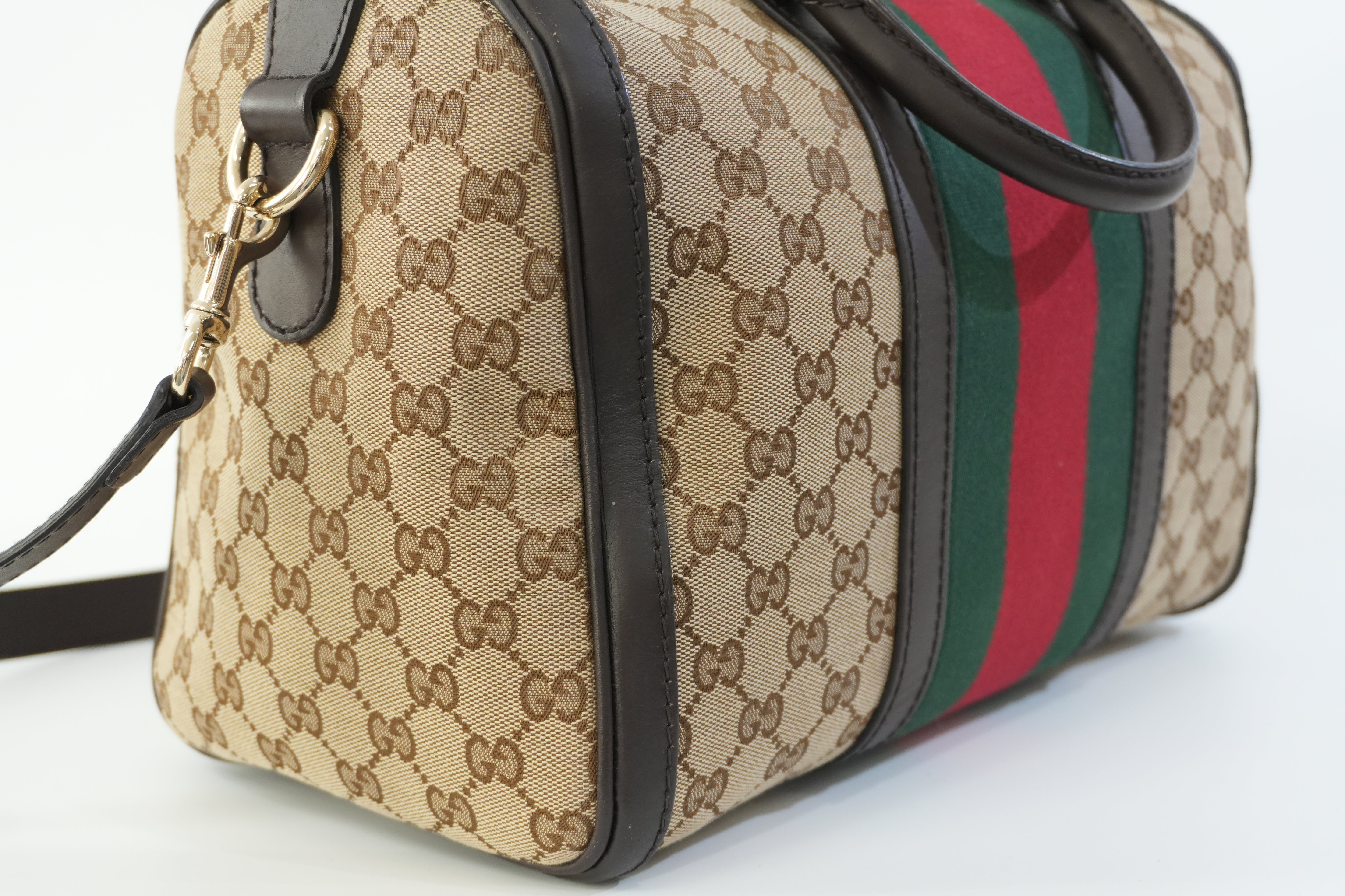 Pre-owned Gucci Fabric Canvas Two Way Sheryline Boston Shoulder Bag