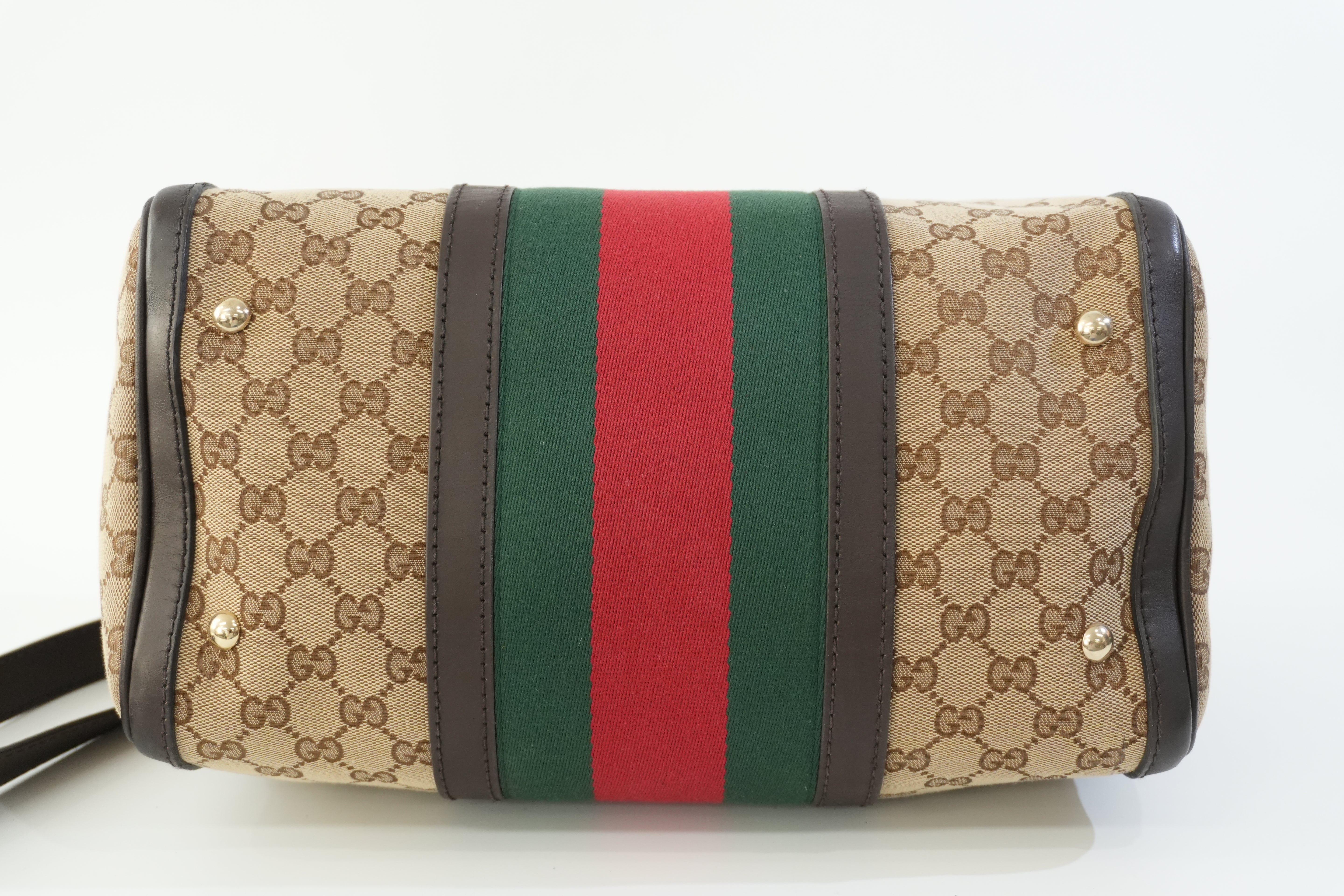 Pre-owned Gucci Fabric Canvas Two Way Sheryline Boston Shoulder Bag