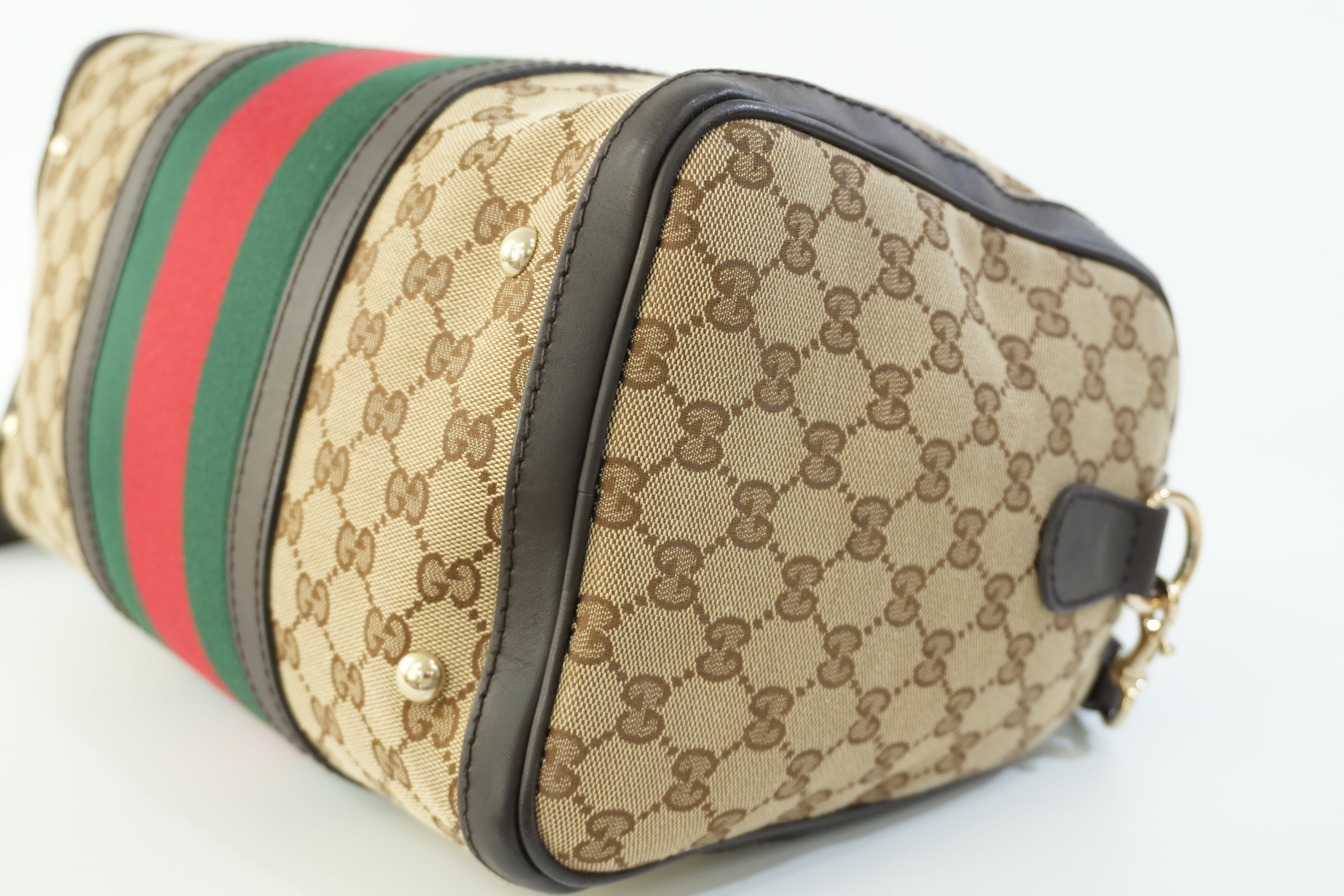 Pre-owned Gucci Fabric Canvas Two Way Sheryline Boston Shoulder Bag