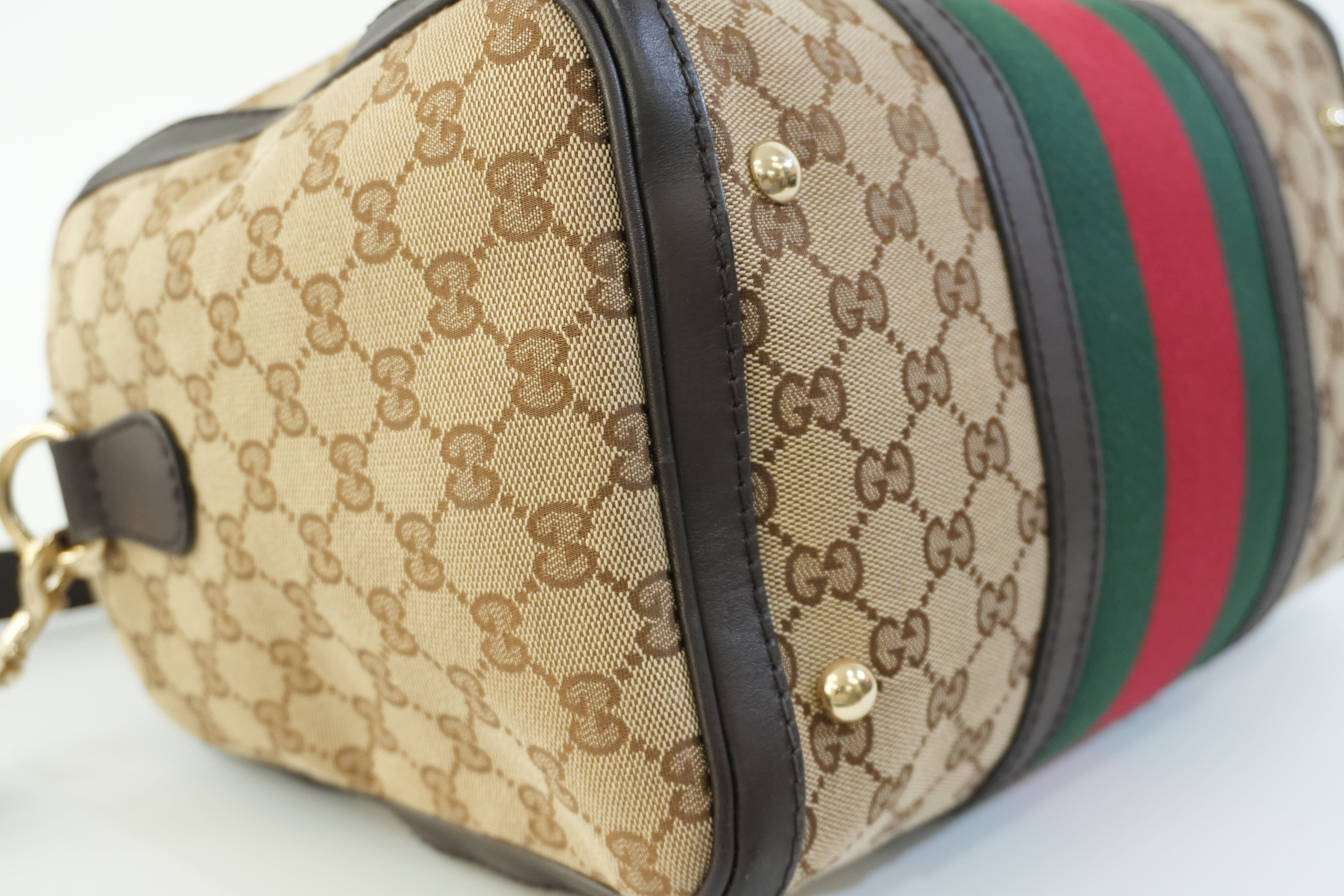 Pre-owned Gucci Fabric Canvas Two Way Sheryline Boston Shoulder Bag