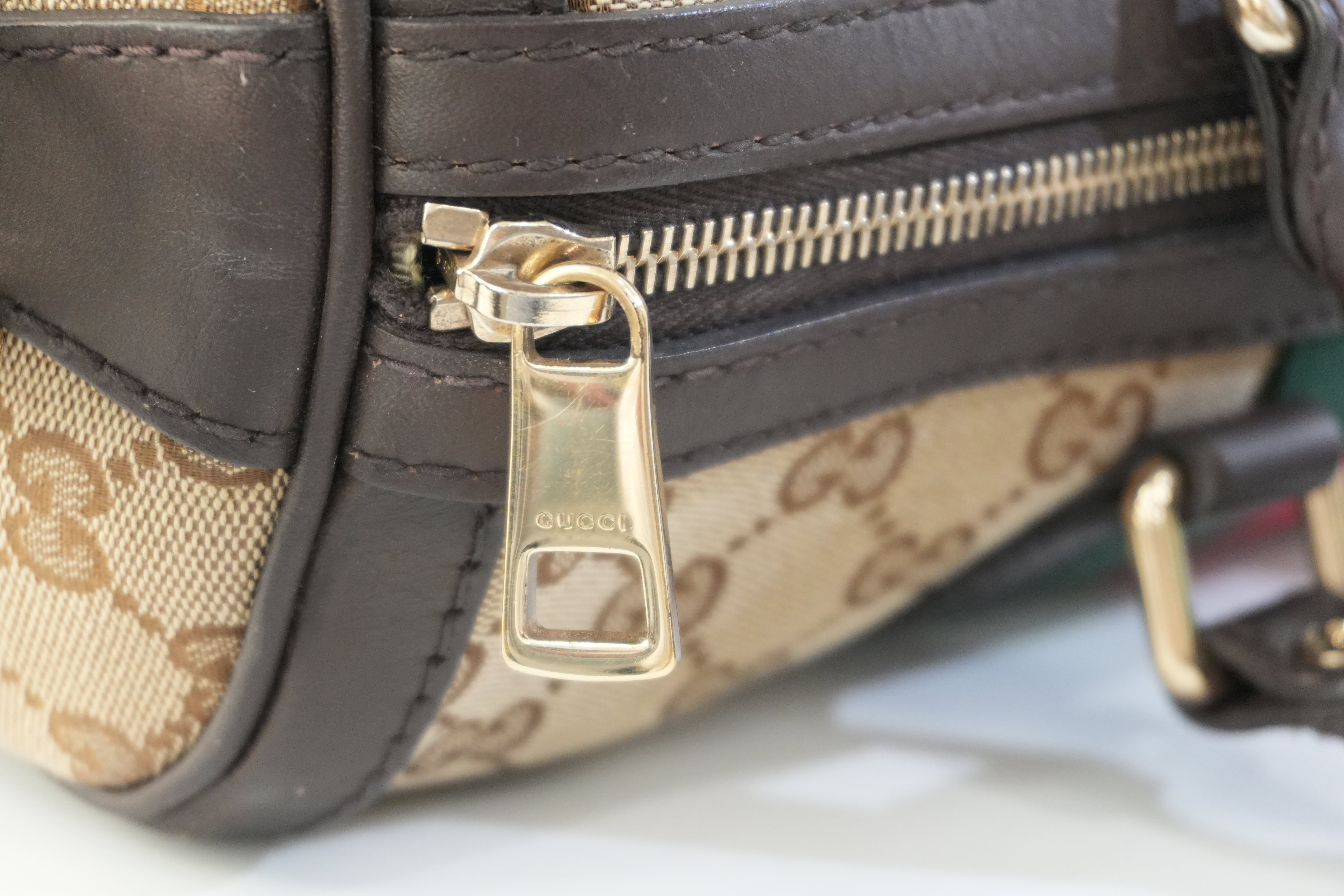 Pre-owned Gucci Fabric Canvas Two Way Sheryline Boston Shoulder Bag