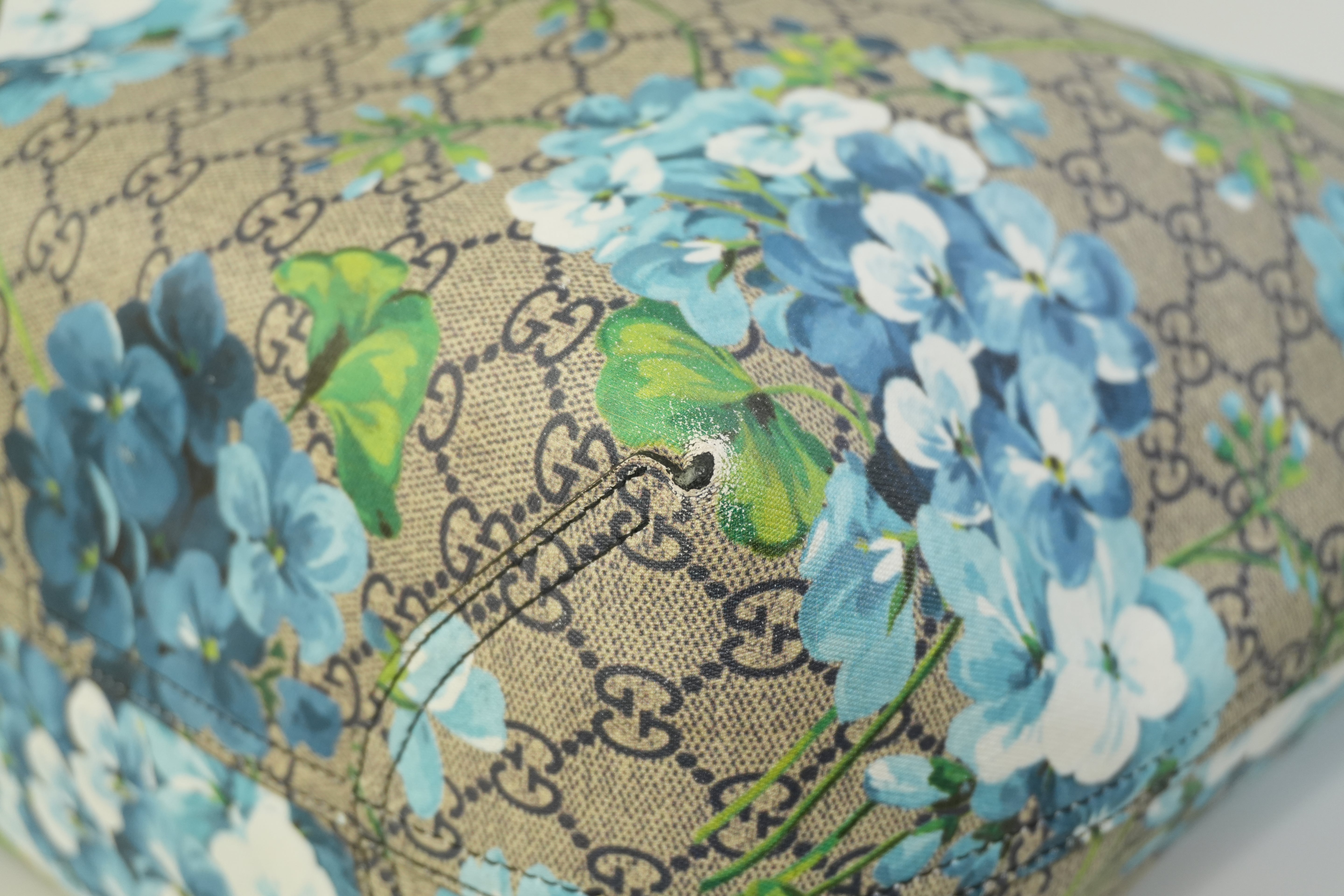 Pre-owned Gucci Canvas Blooms Reversible Tote Bag Blue