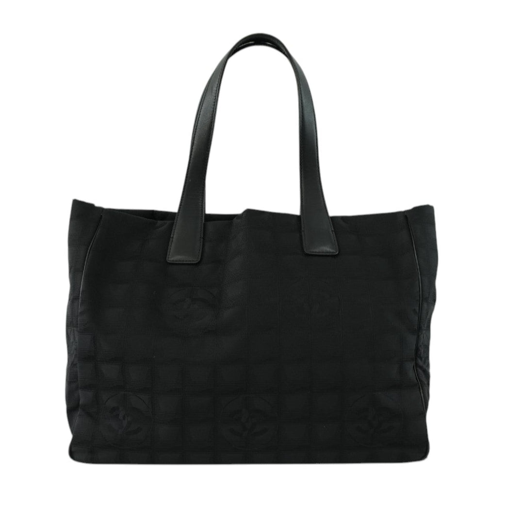 Chanel New Travel Line Tote Bag Black Nylon Used