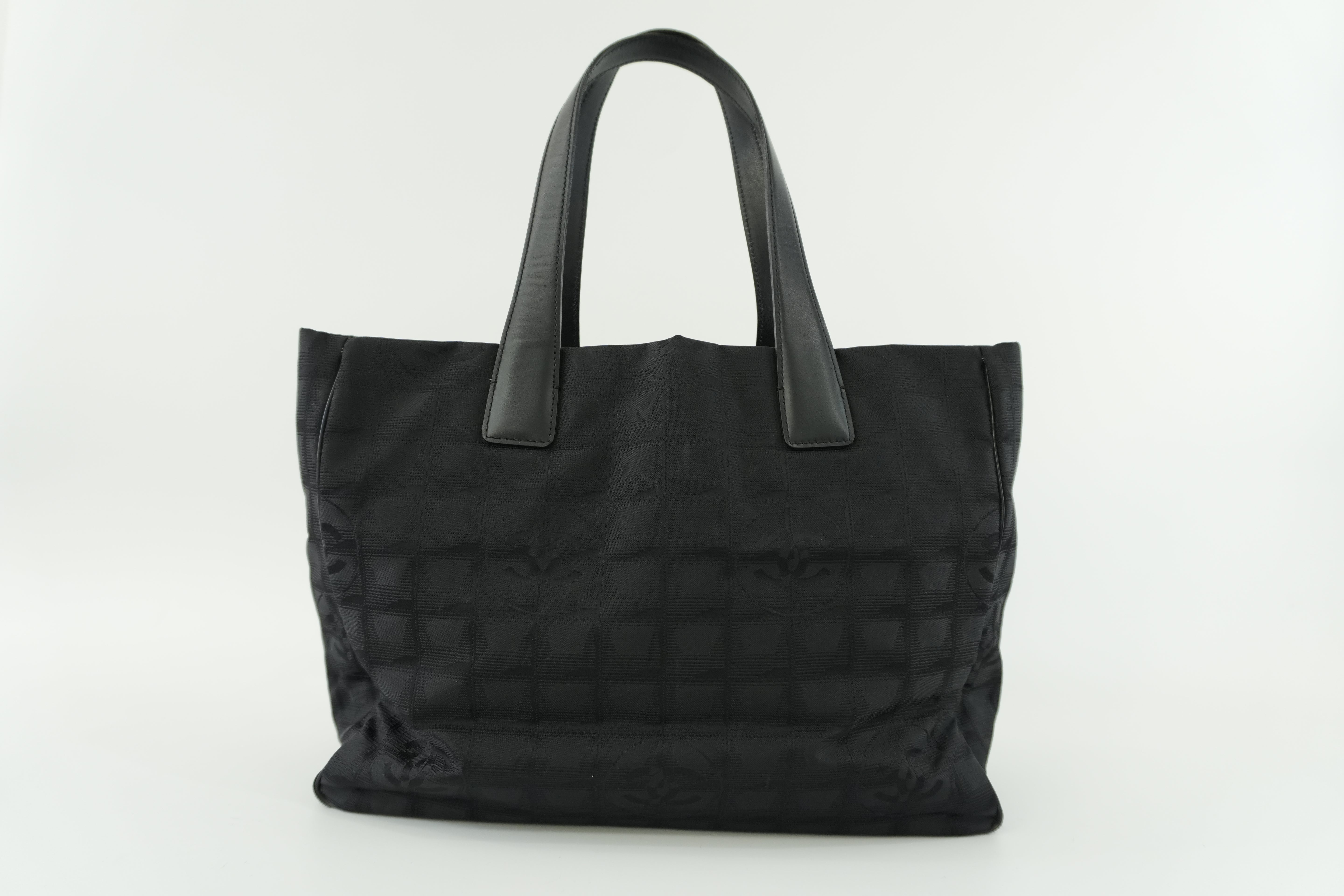 Chanel New Travel Line Tote Bag Black Nylon Used
