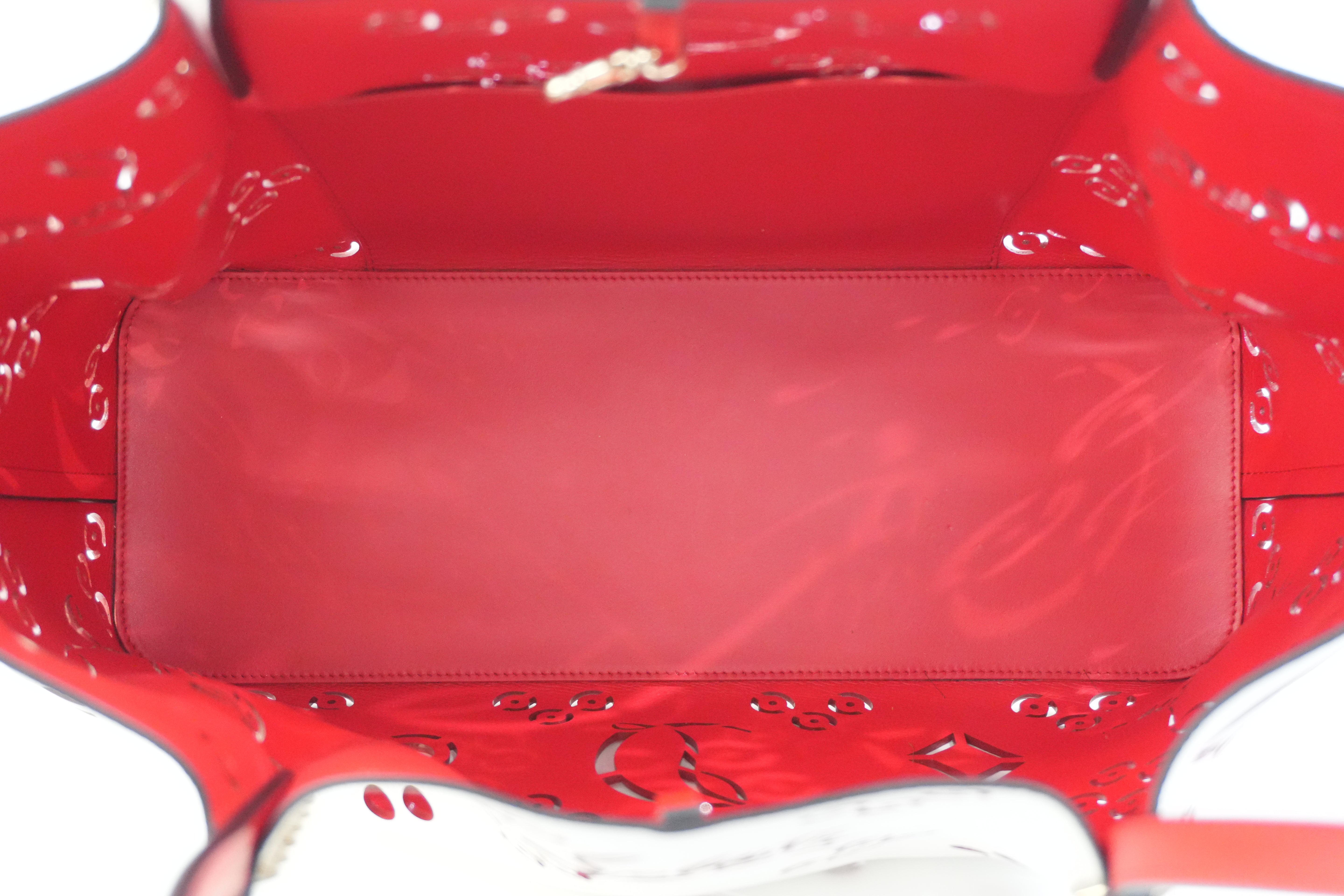 Pre-owned Christian Louboutin Leather Cabarock Perforated Tote Bag White