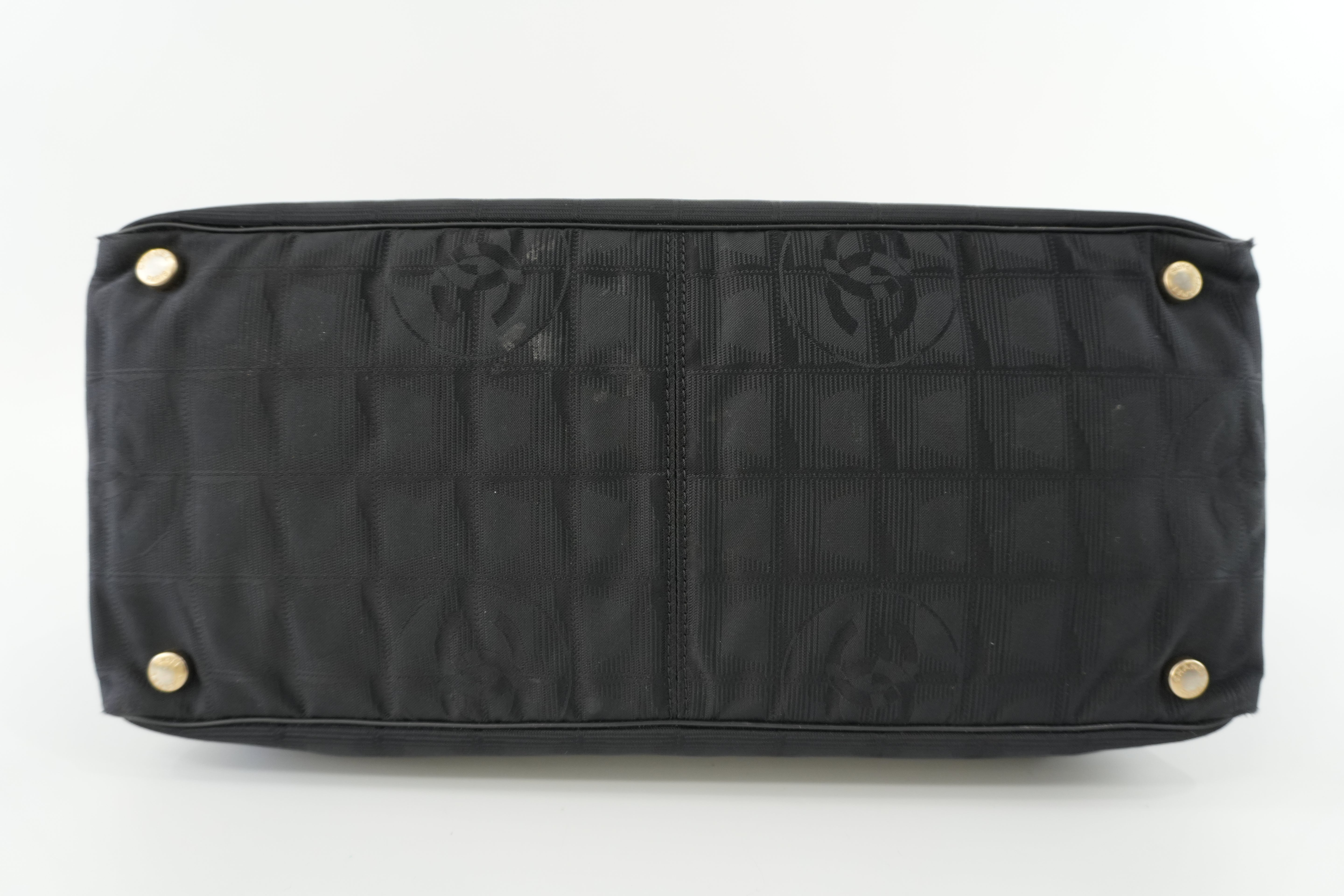 Chanel New Travel Line Tote Bag Black Nylon Used