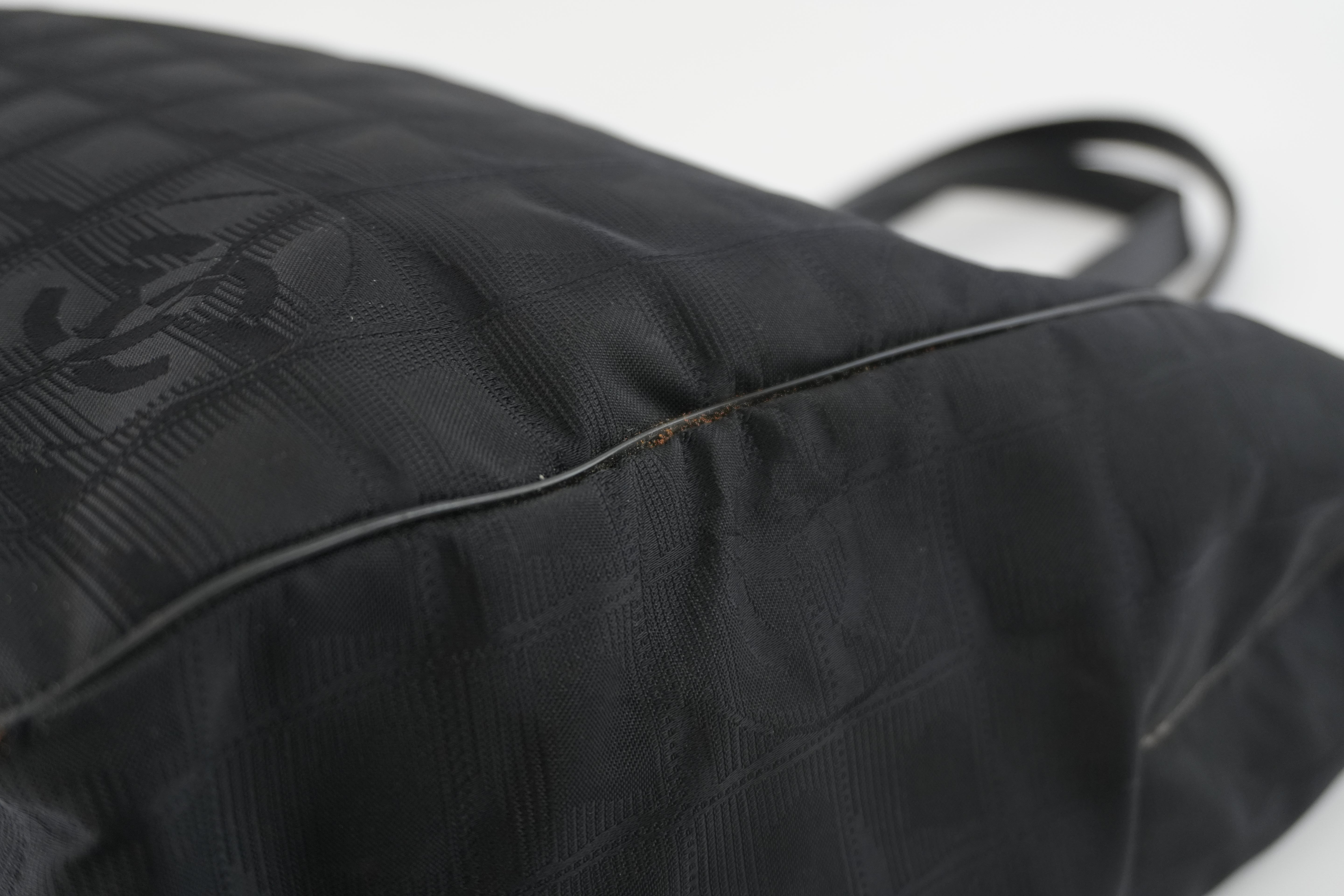 Chanel New Travel Line Tote Bag Black Nylon Used