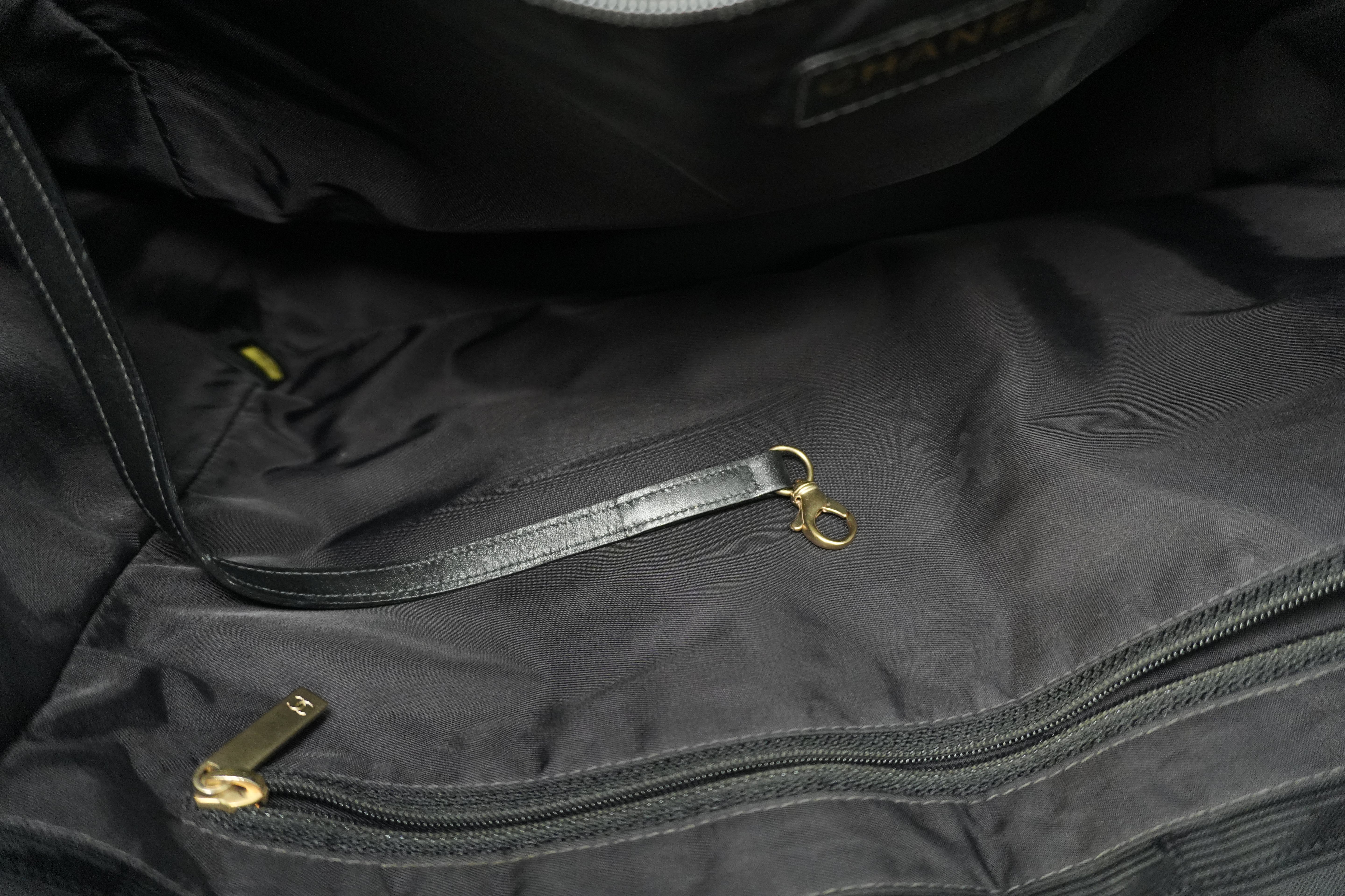 Chanel New Travel Line Tote Bag Black Nylon Used