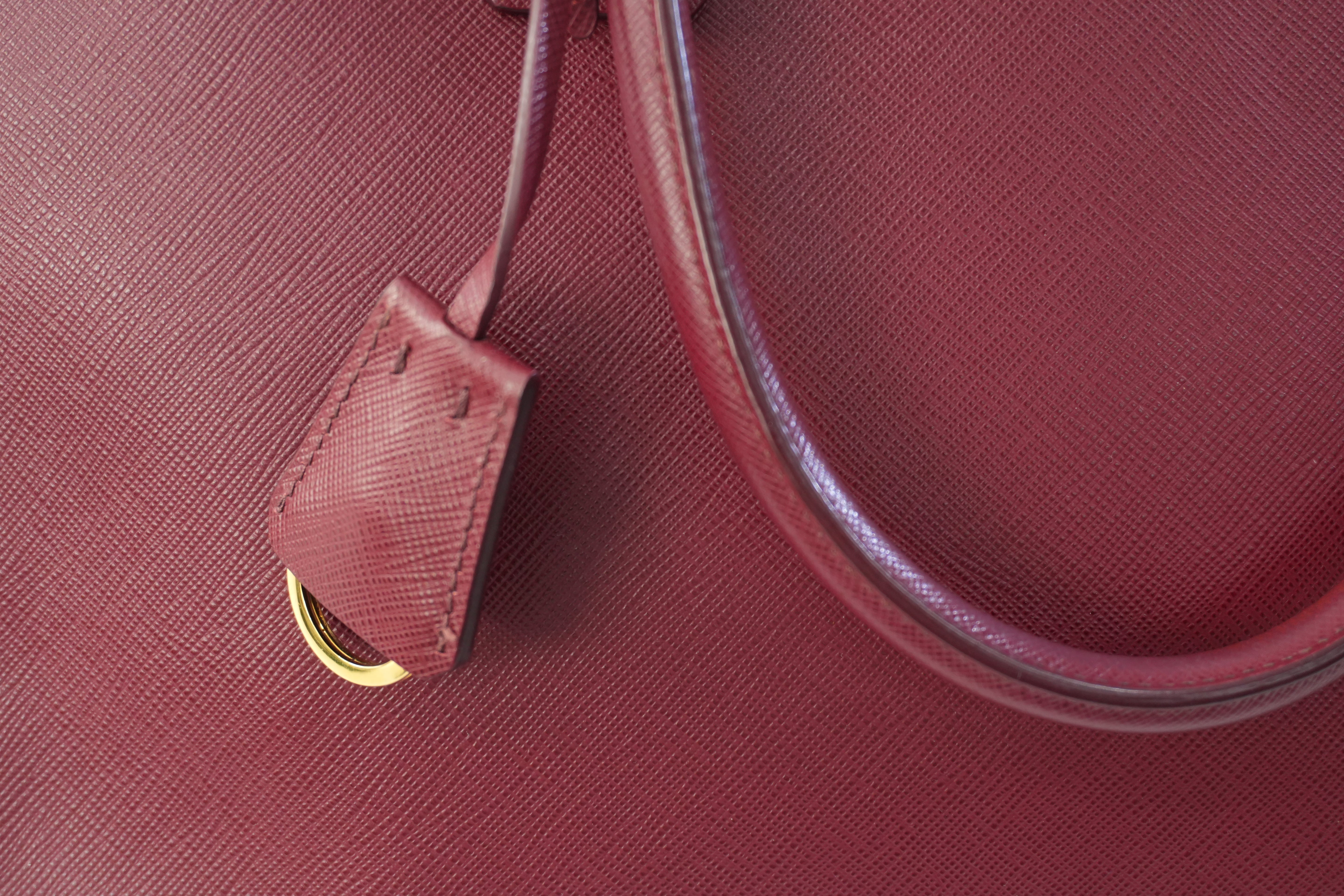 Pre-owned Prada Leather Two Way Shoulder Bag Burgundy