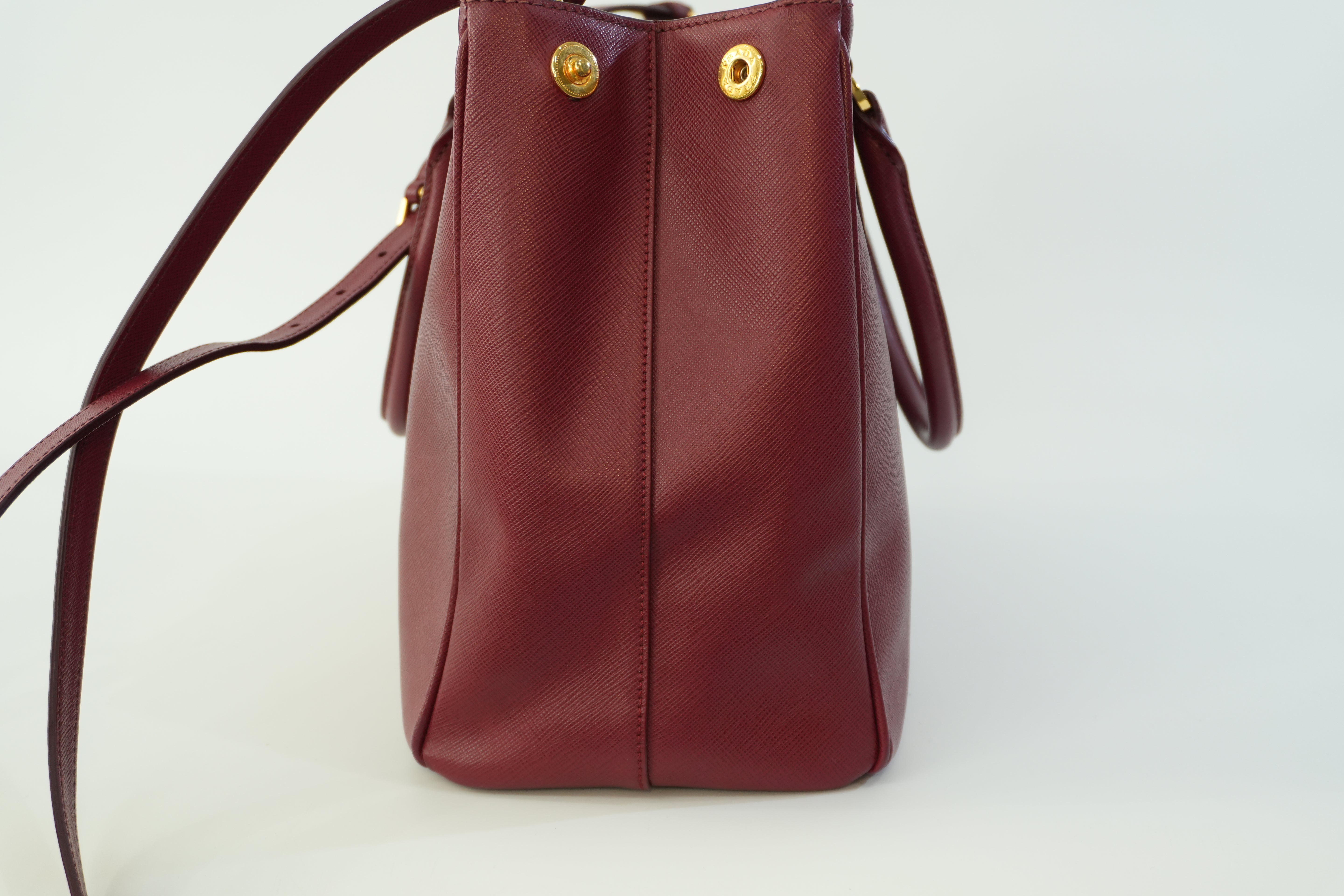 Pre-owned Prada Leather Two Way Shoulder Bag Burgundy