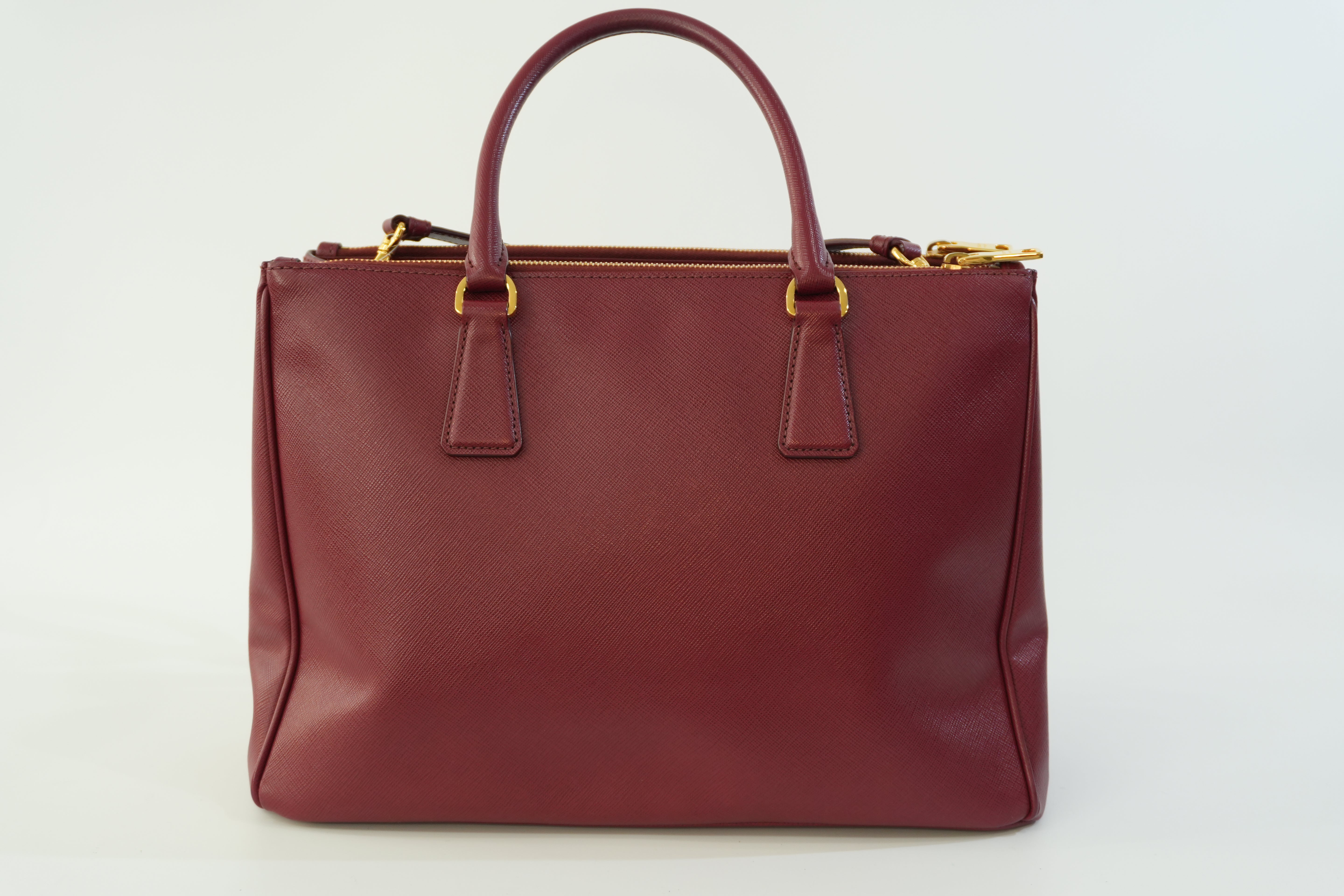 Pre-owned Prada Leather Two Way Shoulder Bag Burgundy