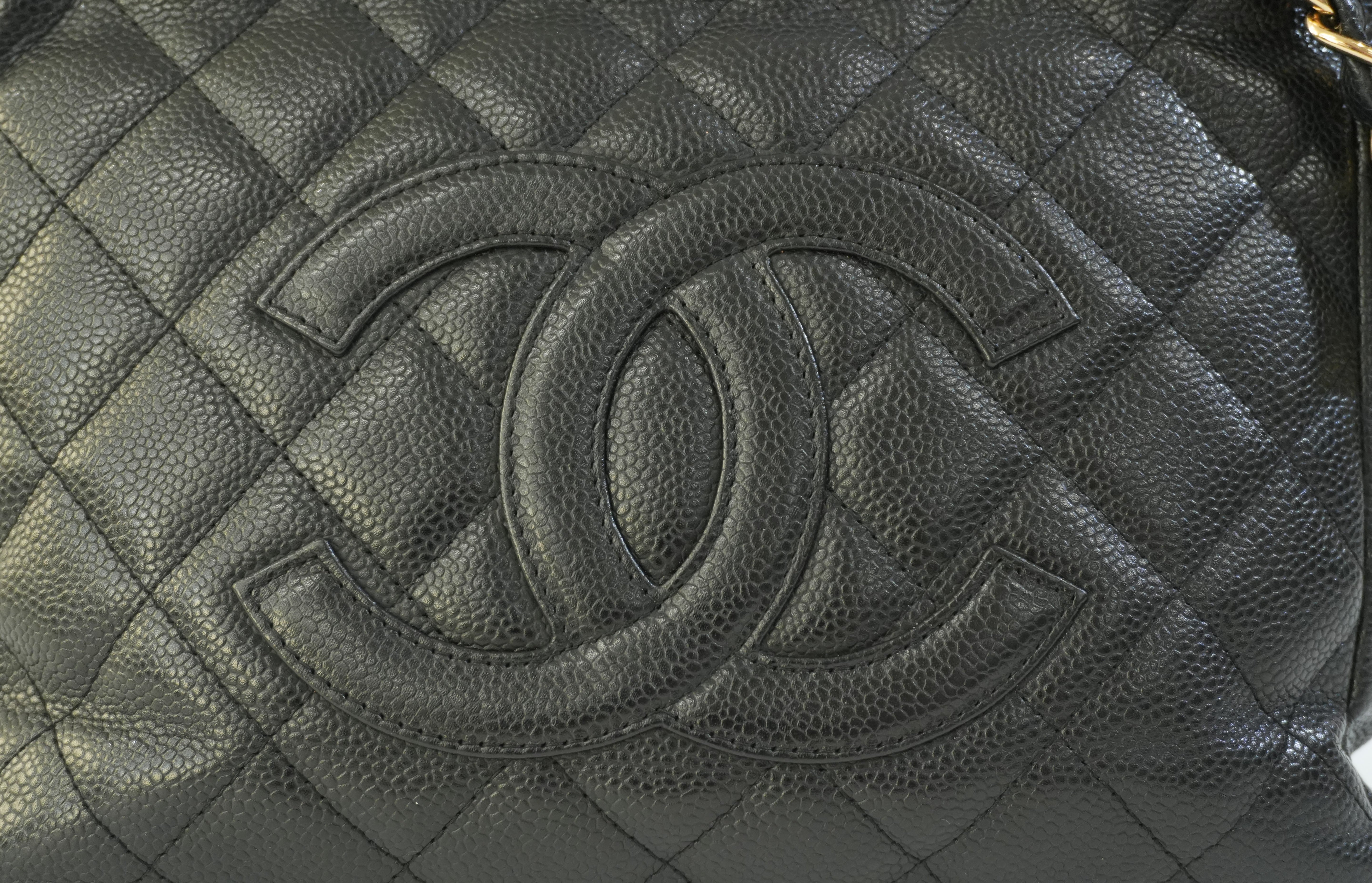 Pre-owned Chanel Caviar Skin Leather PST Chain Shoulder Bag Black