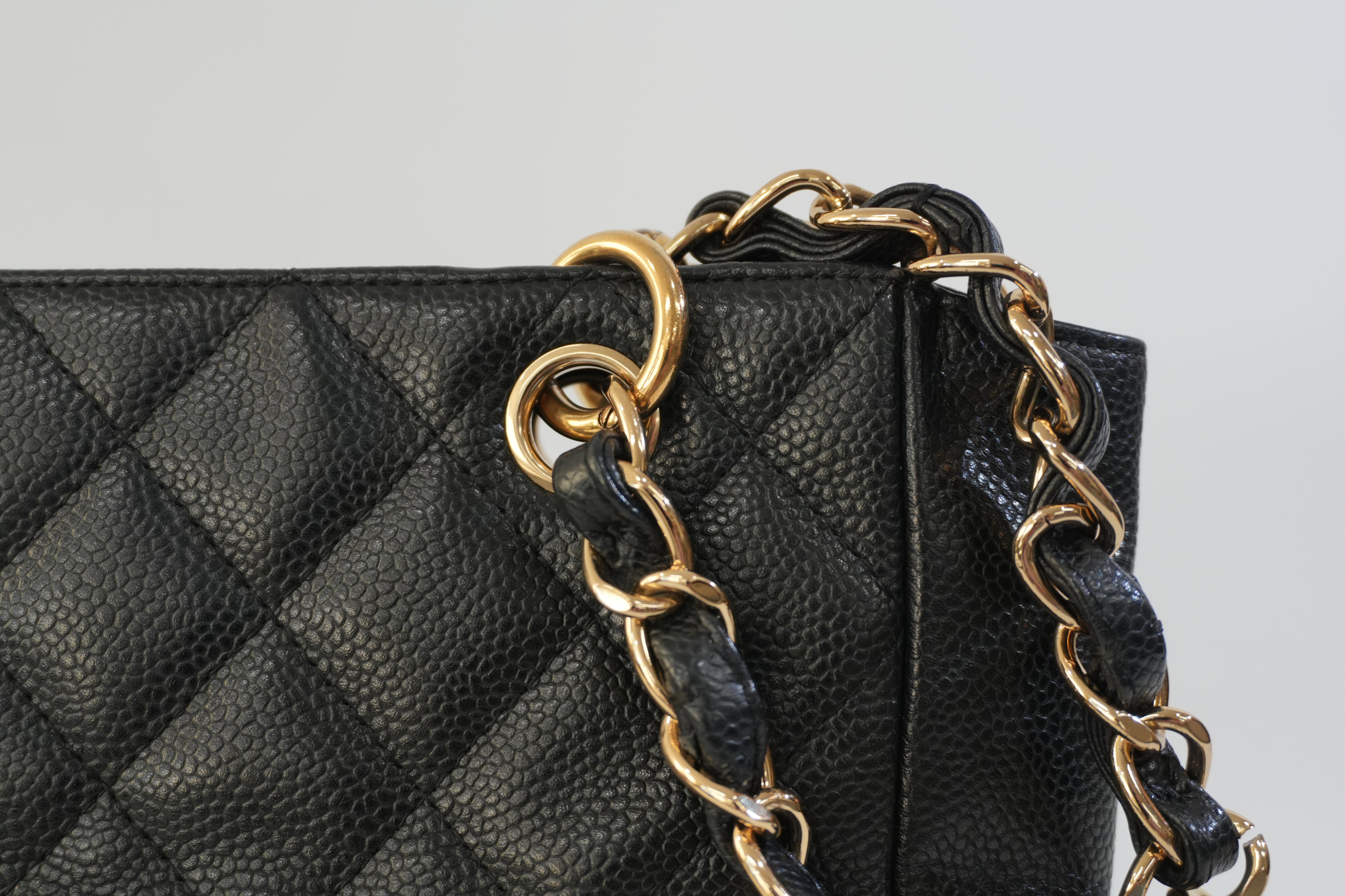 Pre-owned Chanel Caviar Skin Leather PST Chain Shoulder Bag Black