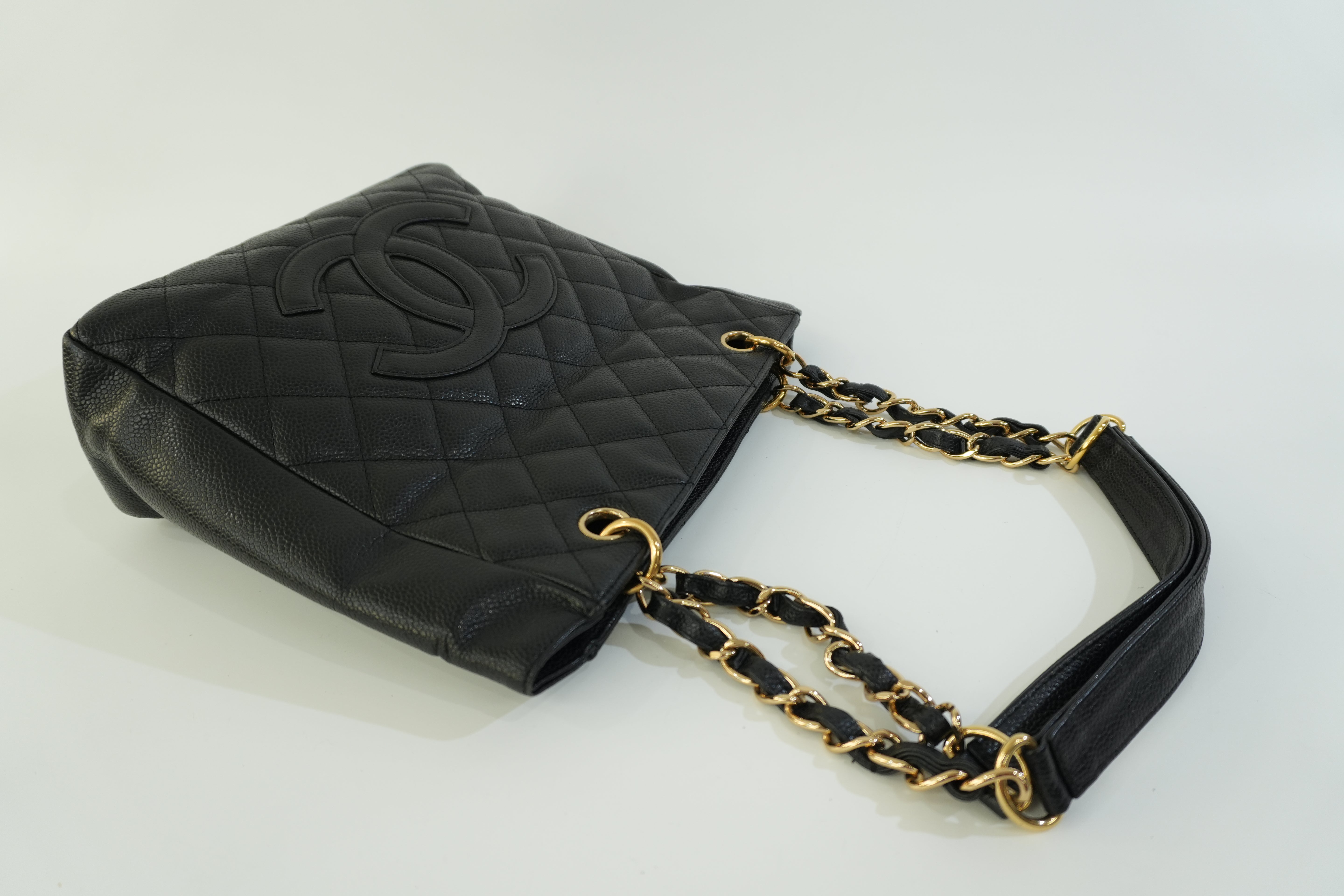 Pre-owned Chanel Caviar Skin Leather PST Chain Shoulder Bag Black