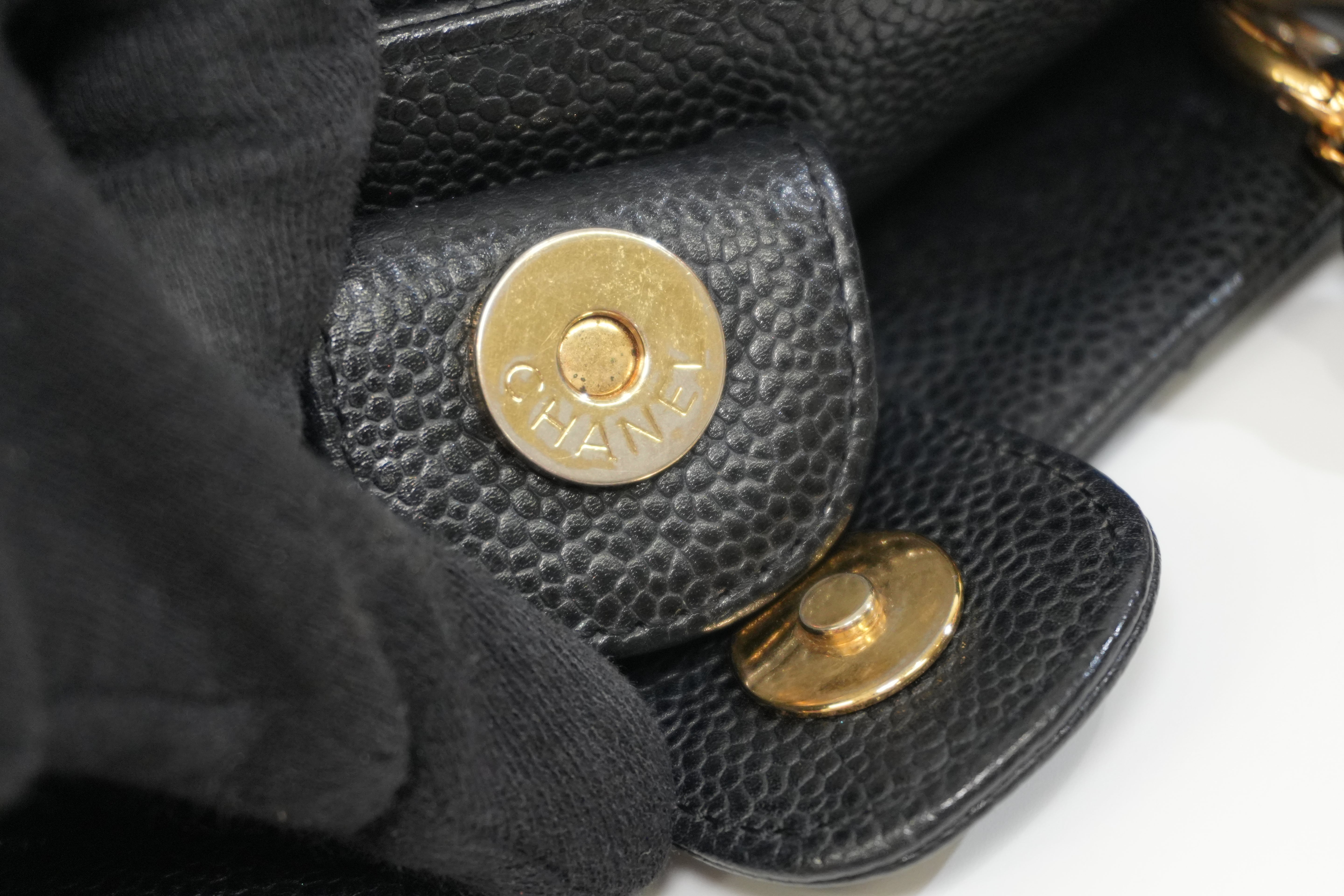 Pre-owned Chanel Caviar Skin Leather PST Chain Shoulder Bag Black