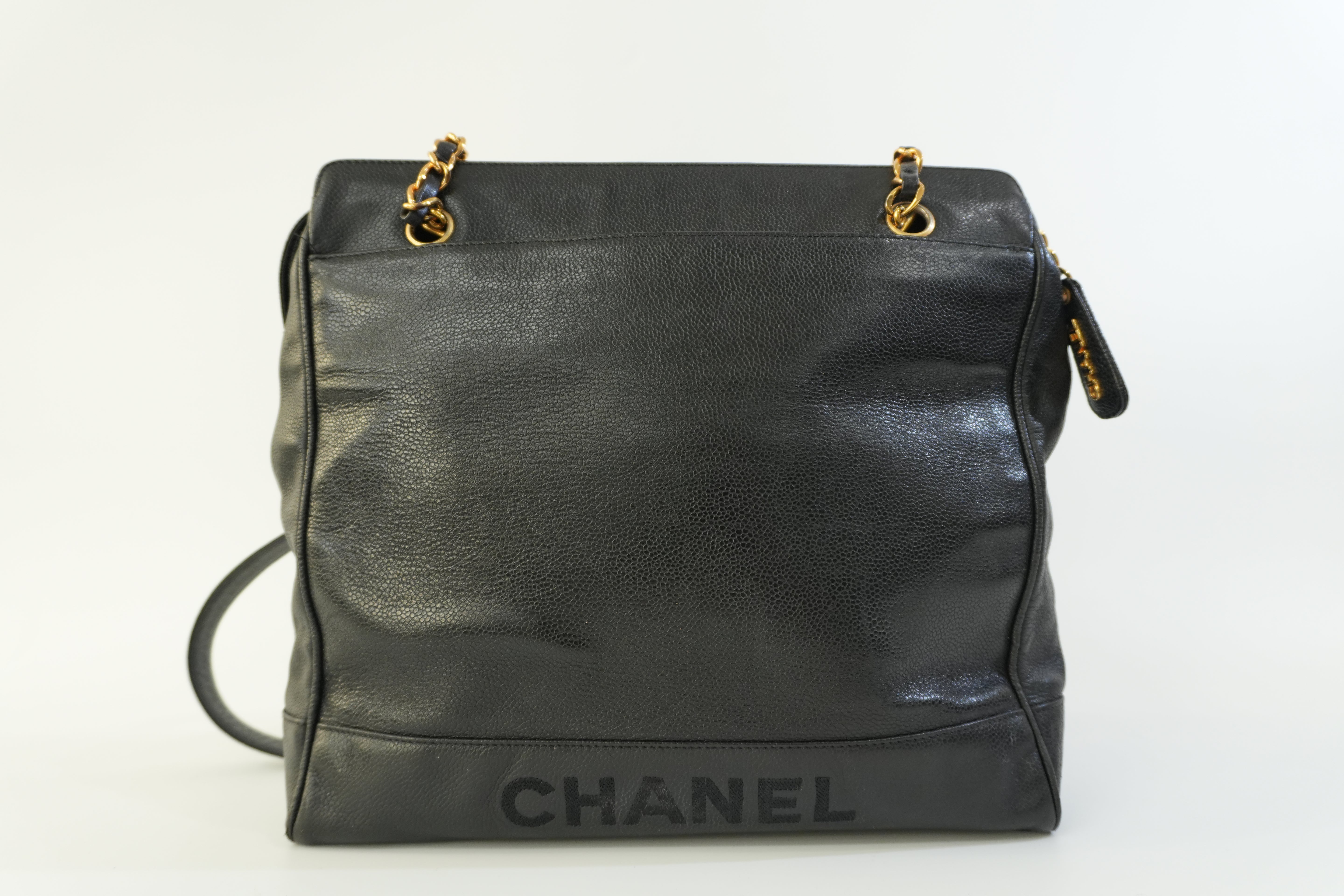 Pre-owned Chanel Caviar Skin Leather Tote Bag Black