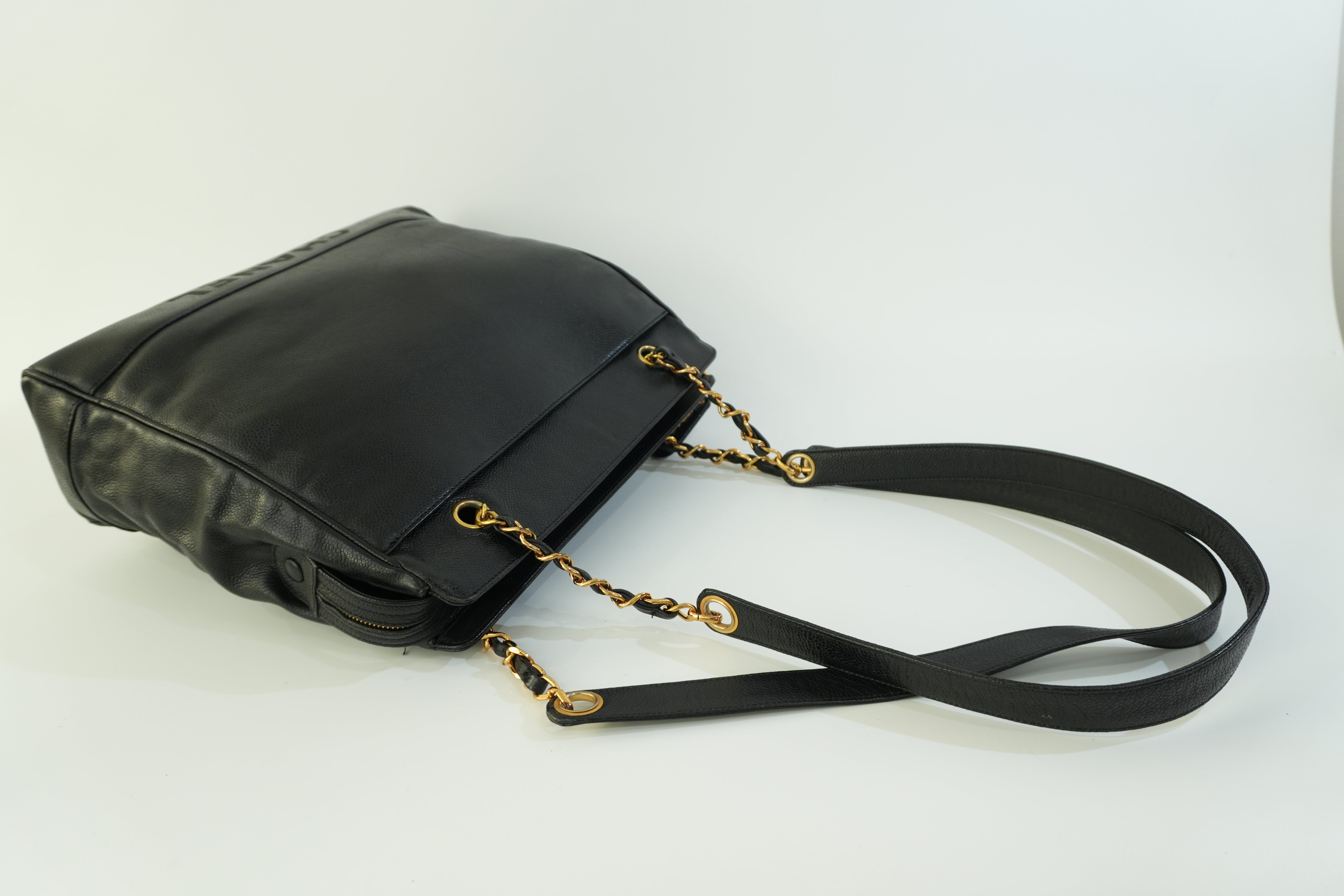 Pre-owned Chanel Caviar Skin Leather Tote Bag Black