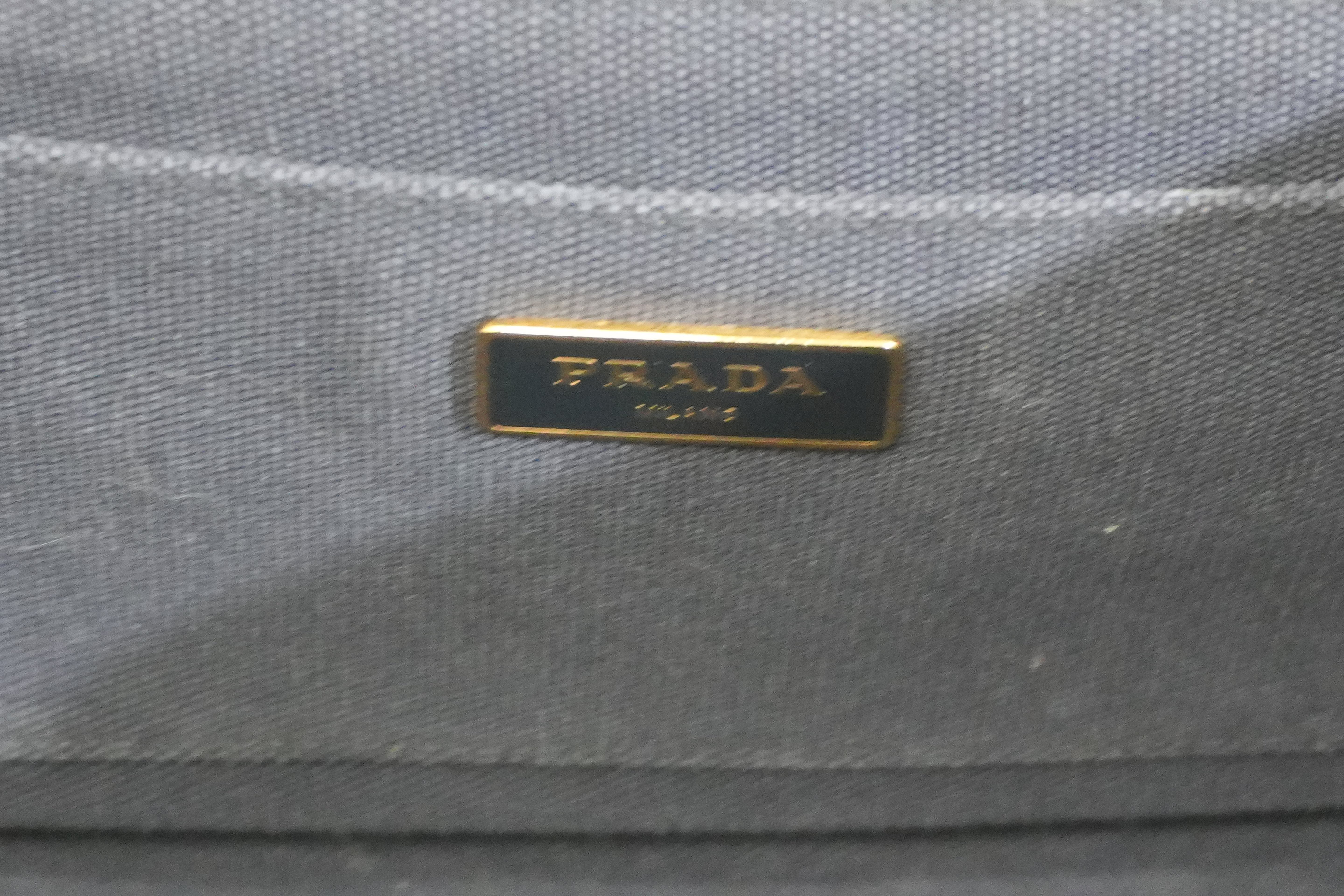 Pre-owned Prada Canapa Two Way Shoulder Bag Stripe Blue and White