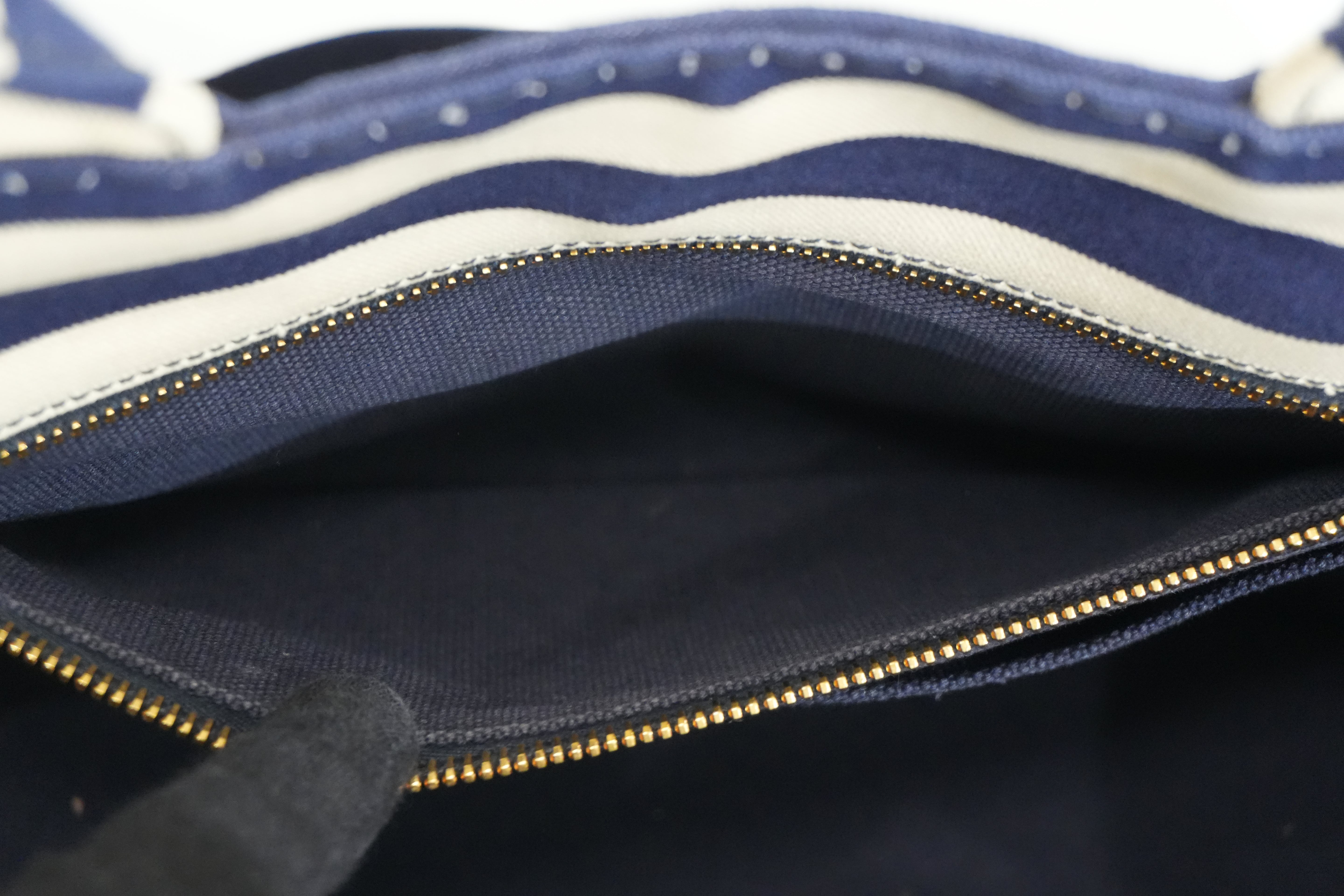 Pre-owned Prada Canapa Two Way Shoulder Bag Stripe Blue and White