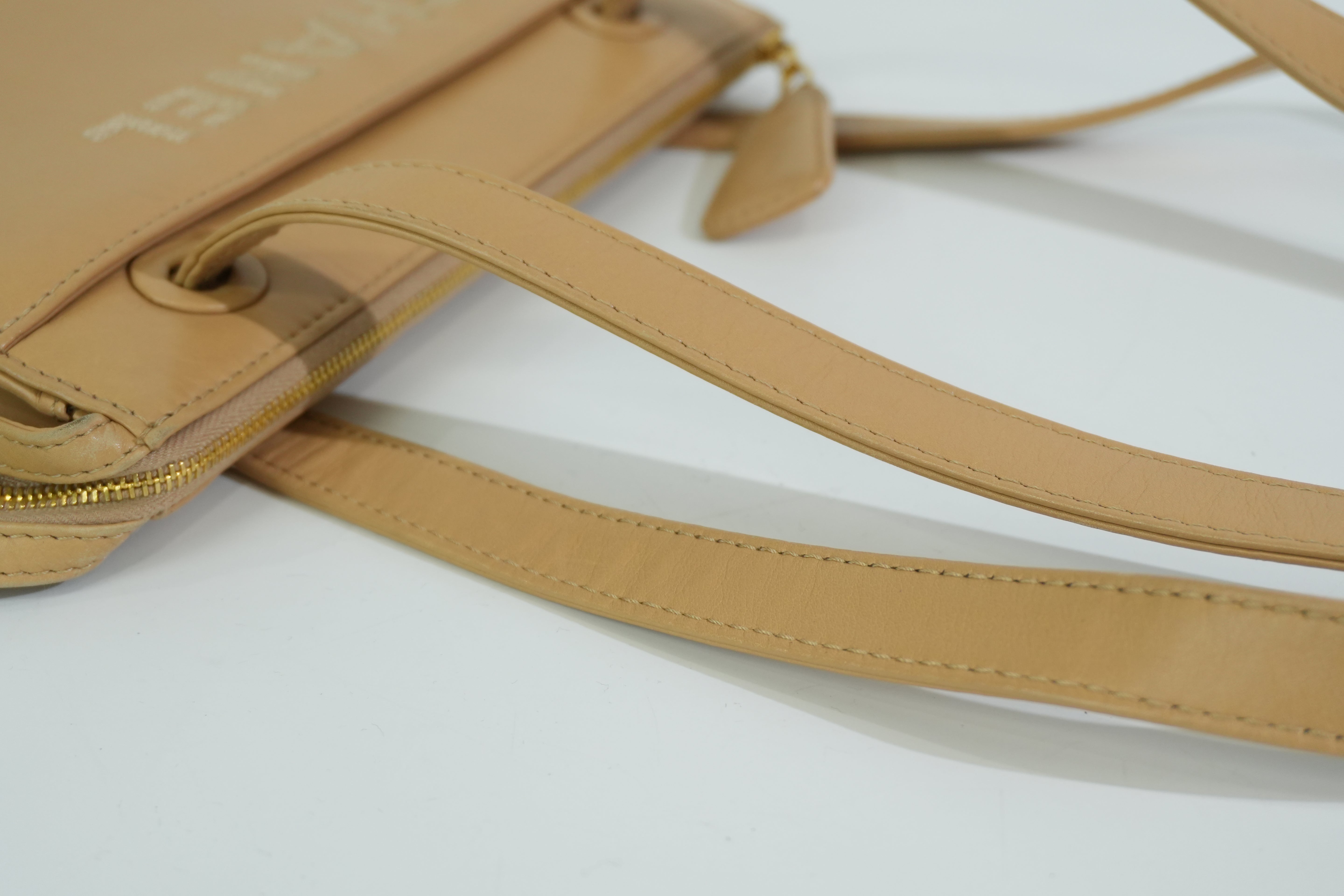 Pre-owned Chanel Lambskin Leather Tote Bag Beige