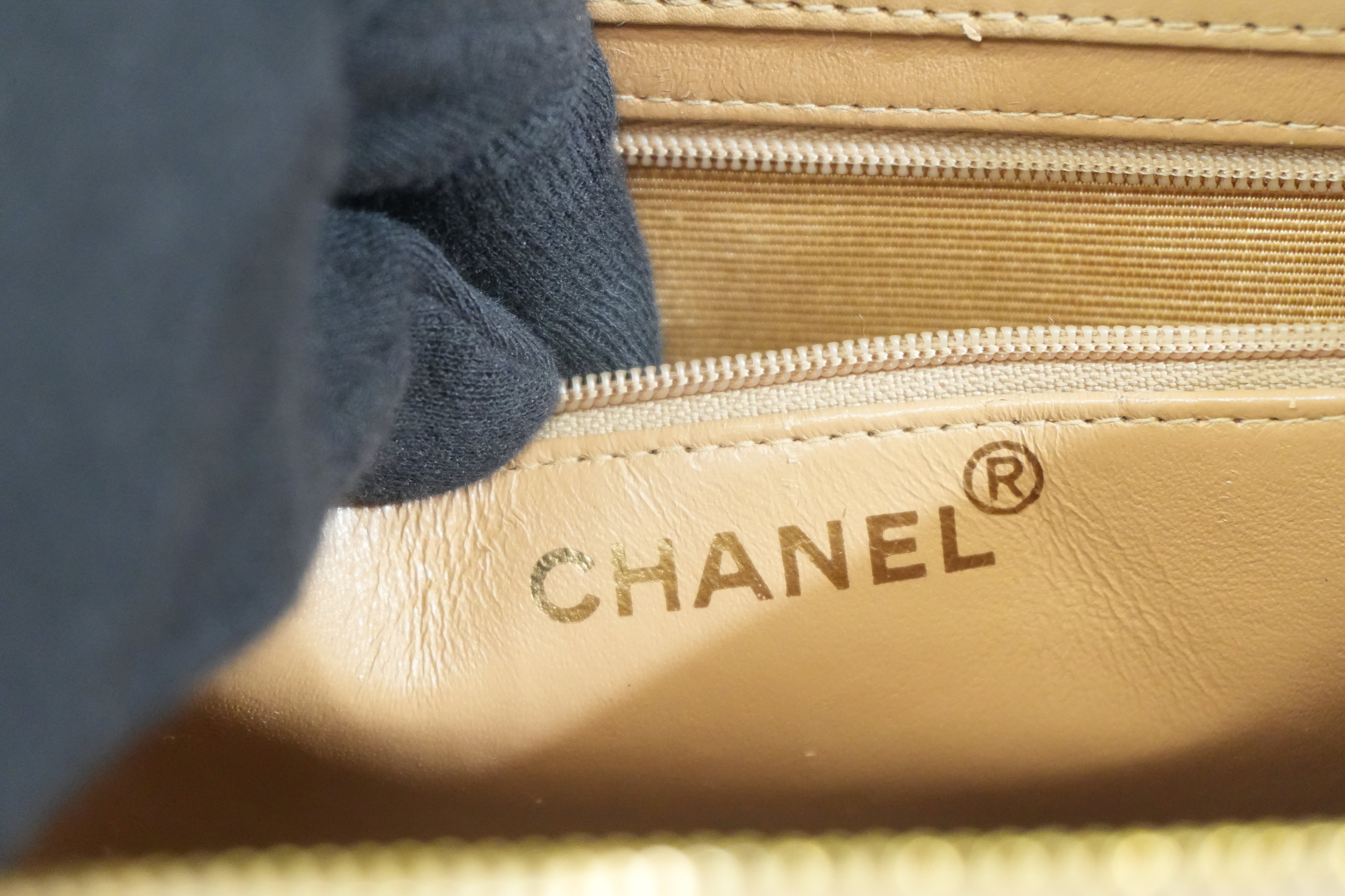 Pre-owned Chanel Lambskin Leather Tote Bag Beige