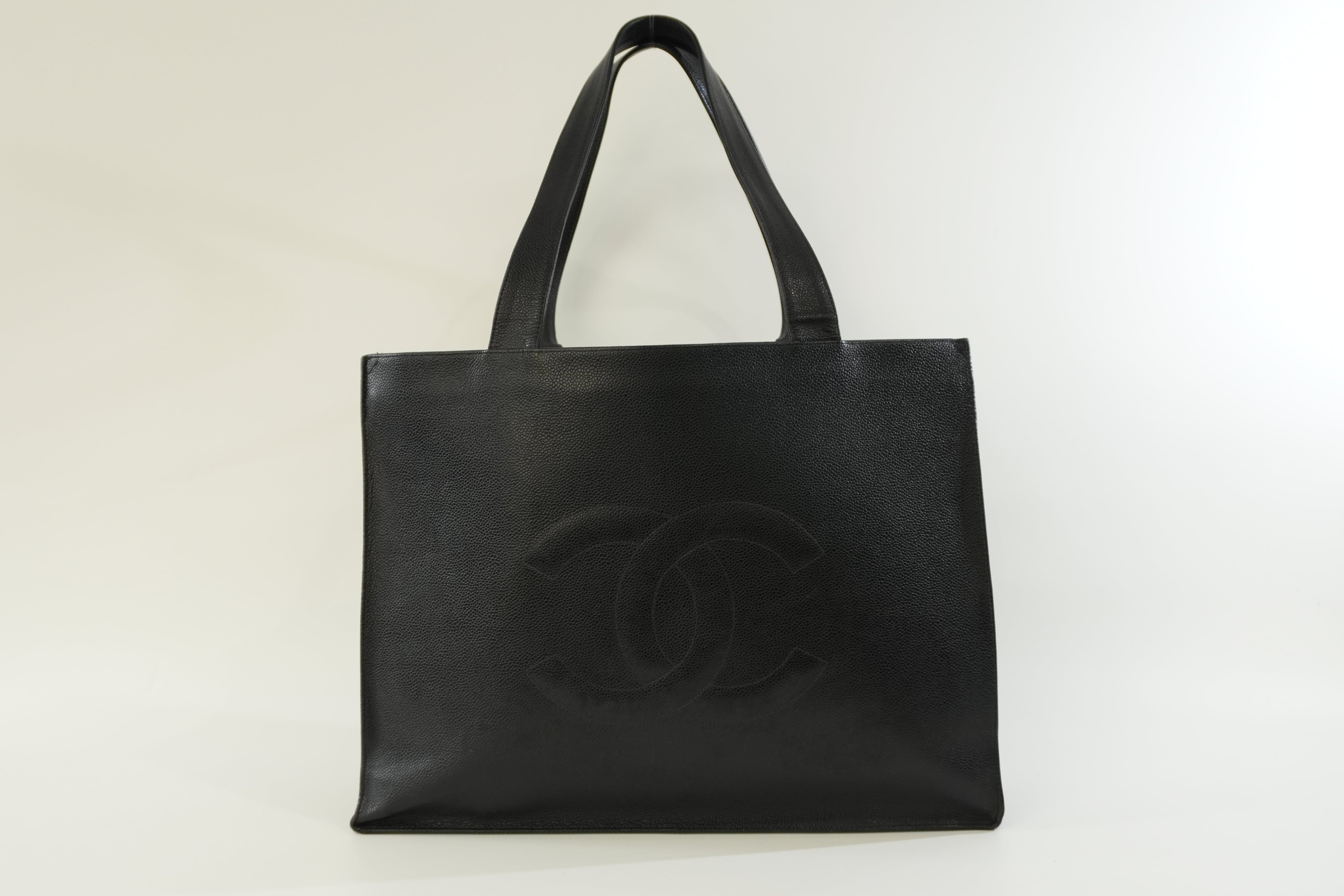 Pre-owned Chanel Caviar Skin Leather Tote Bag Black