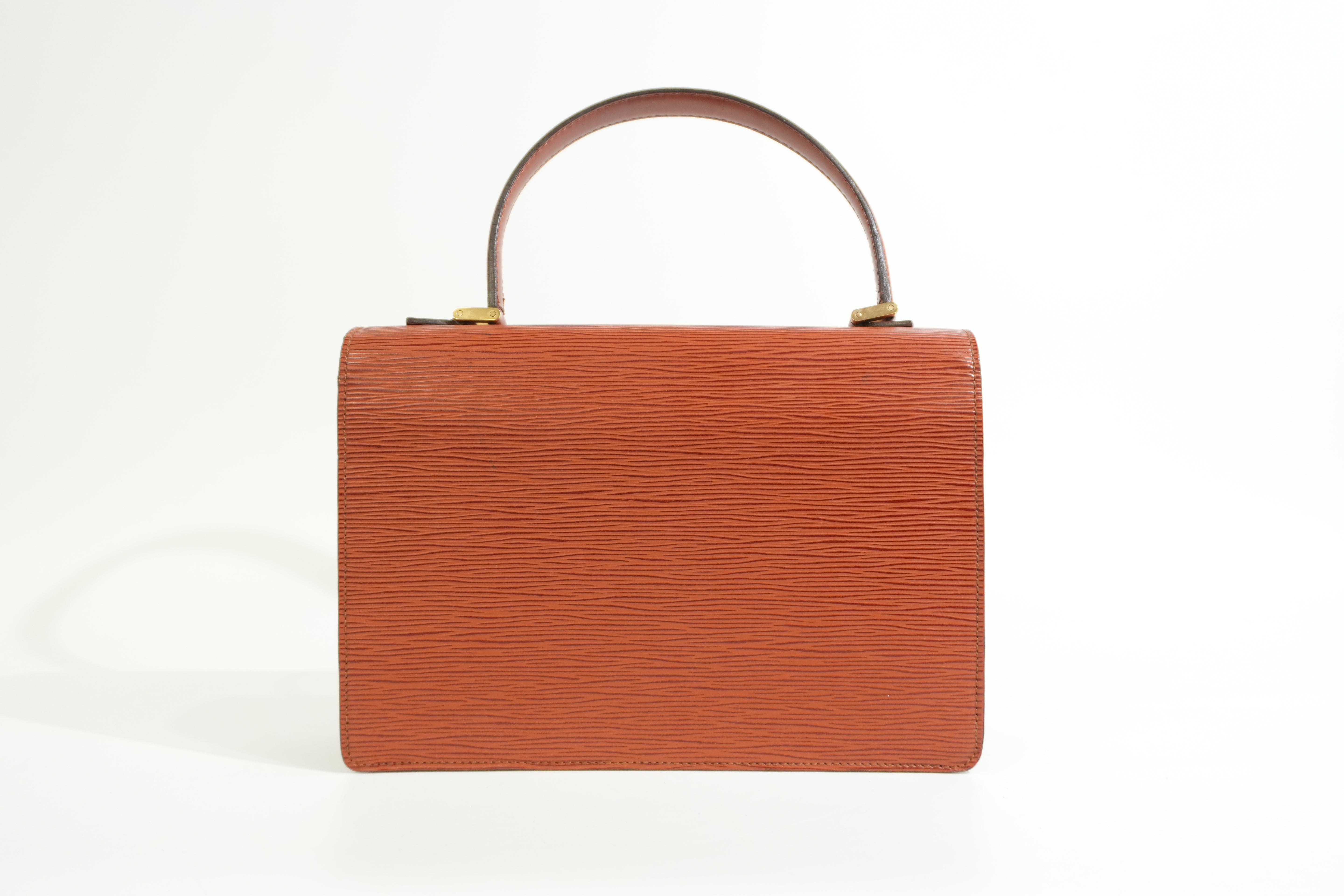 Pre-owned Louis Vuitton Epi Concorde Top Handle Handbag Kenya Brown
