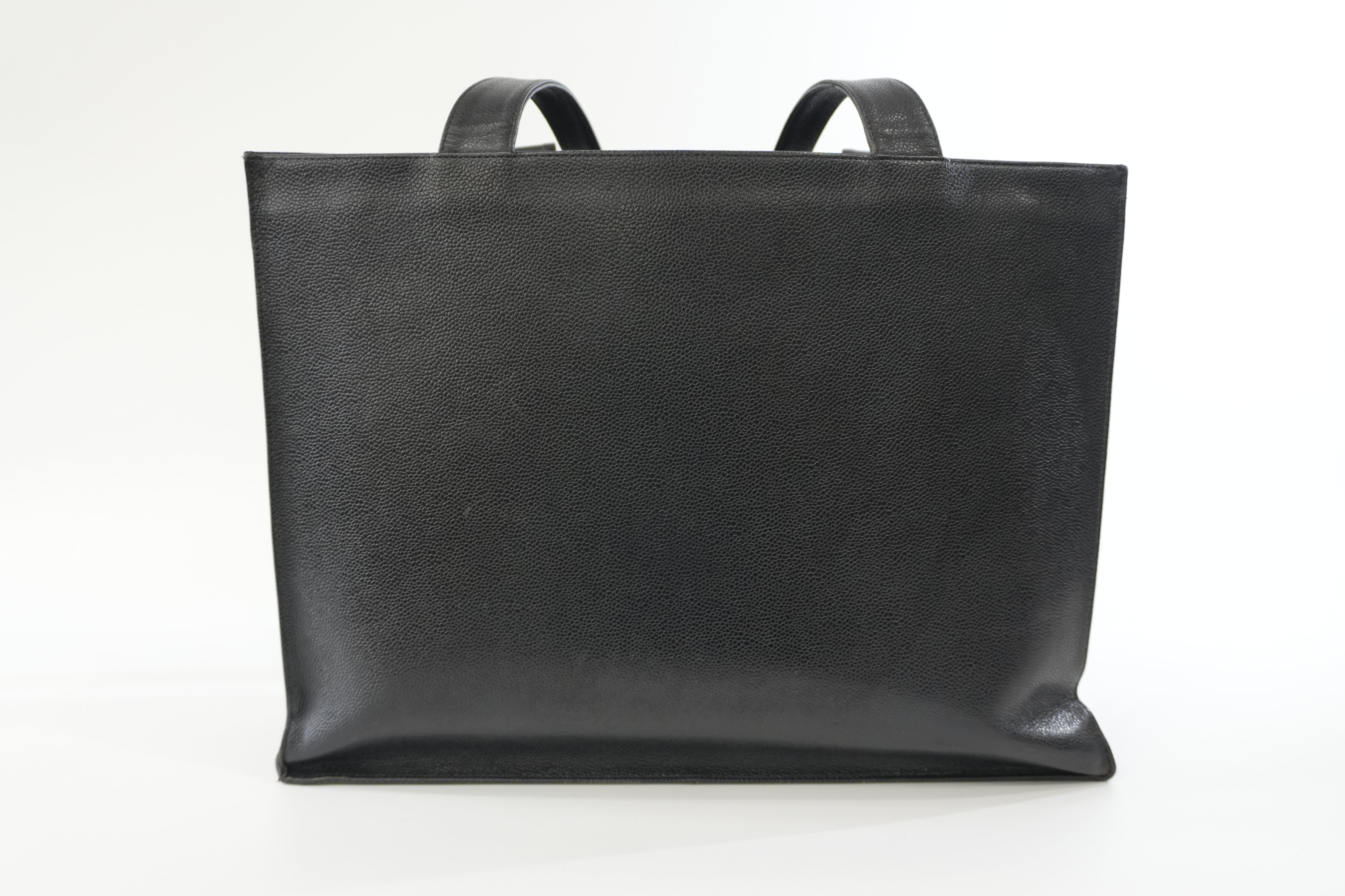 Pre-owned Chanel Caviar Skin Leather Tote Bag Black