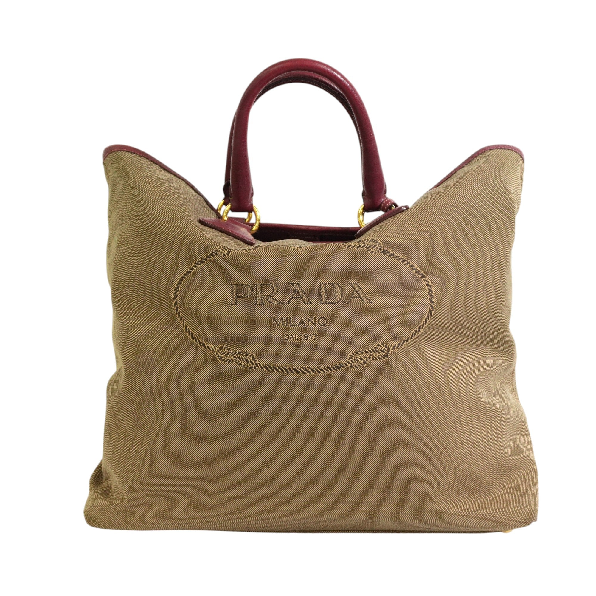 Pre-owned Prada Jacquard Two Way Tote Bag Brown