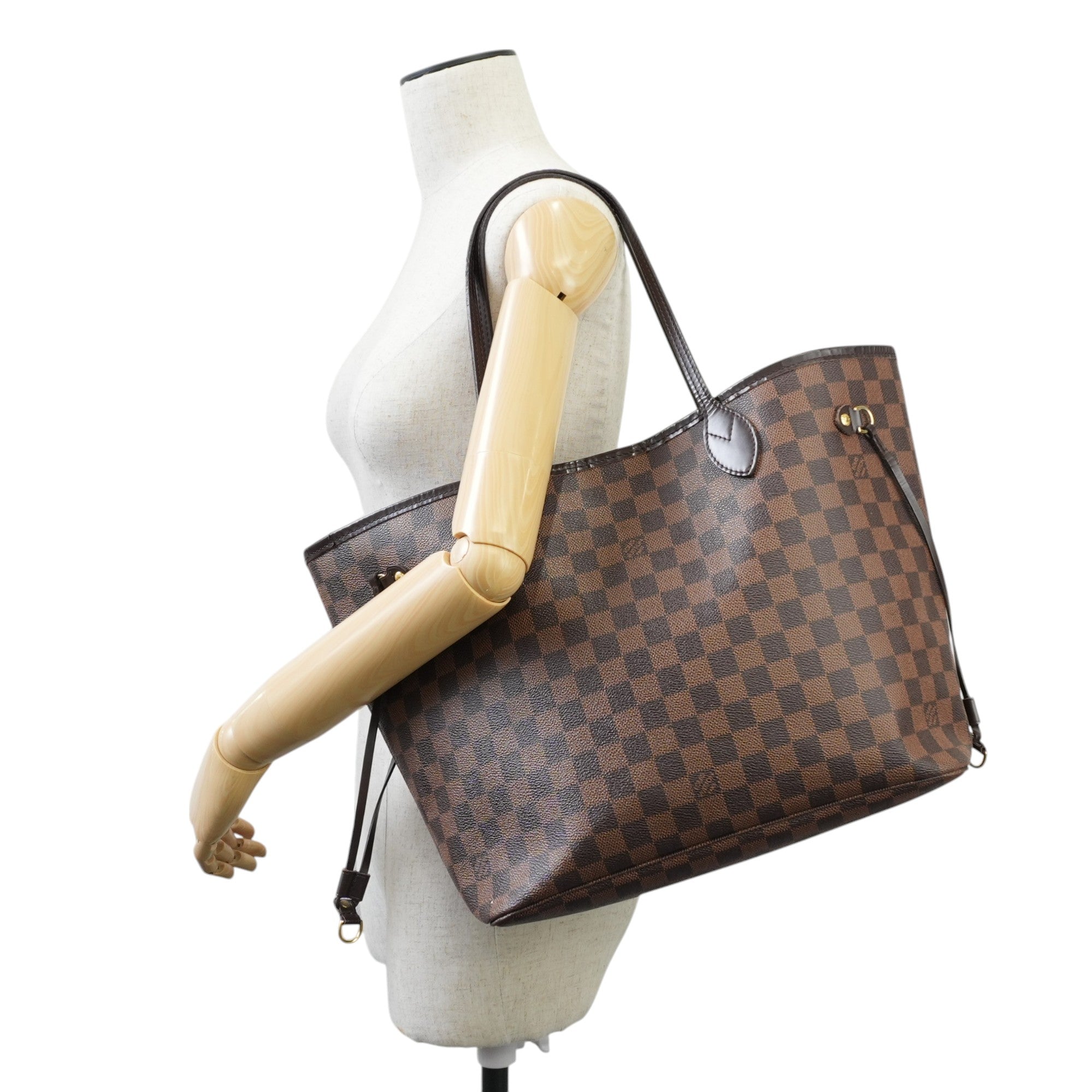 Louis Vuitton Damier Ebene Neverfull MM Shoulder Tote Bag Used