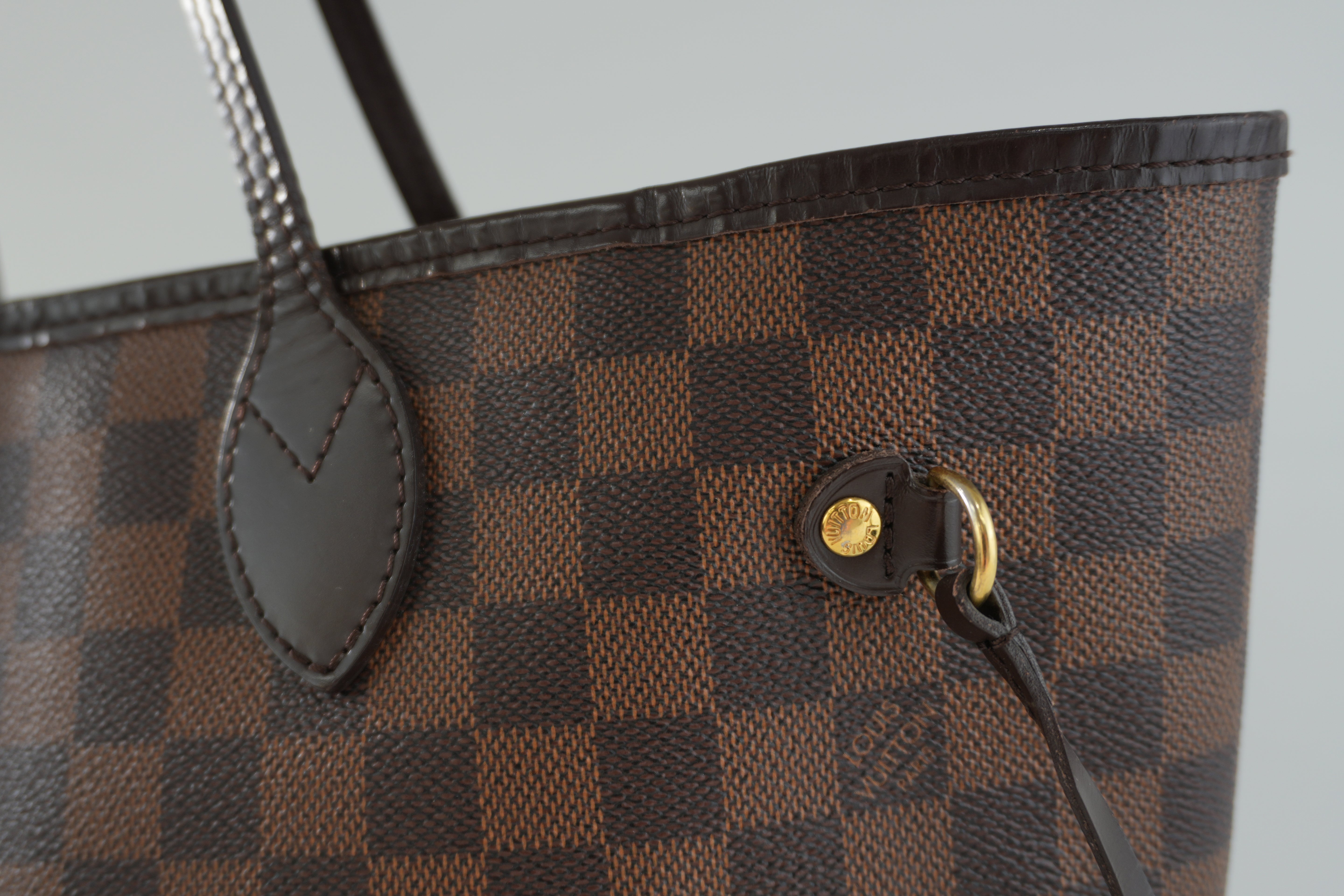 Louis Vuitton Damier Ebene Neverfull MM Shoulder Tote Bag Used