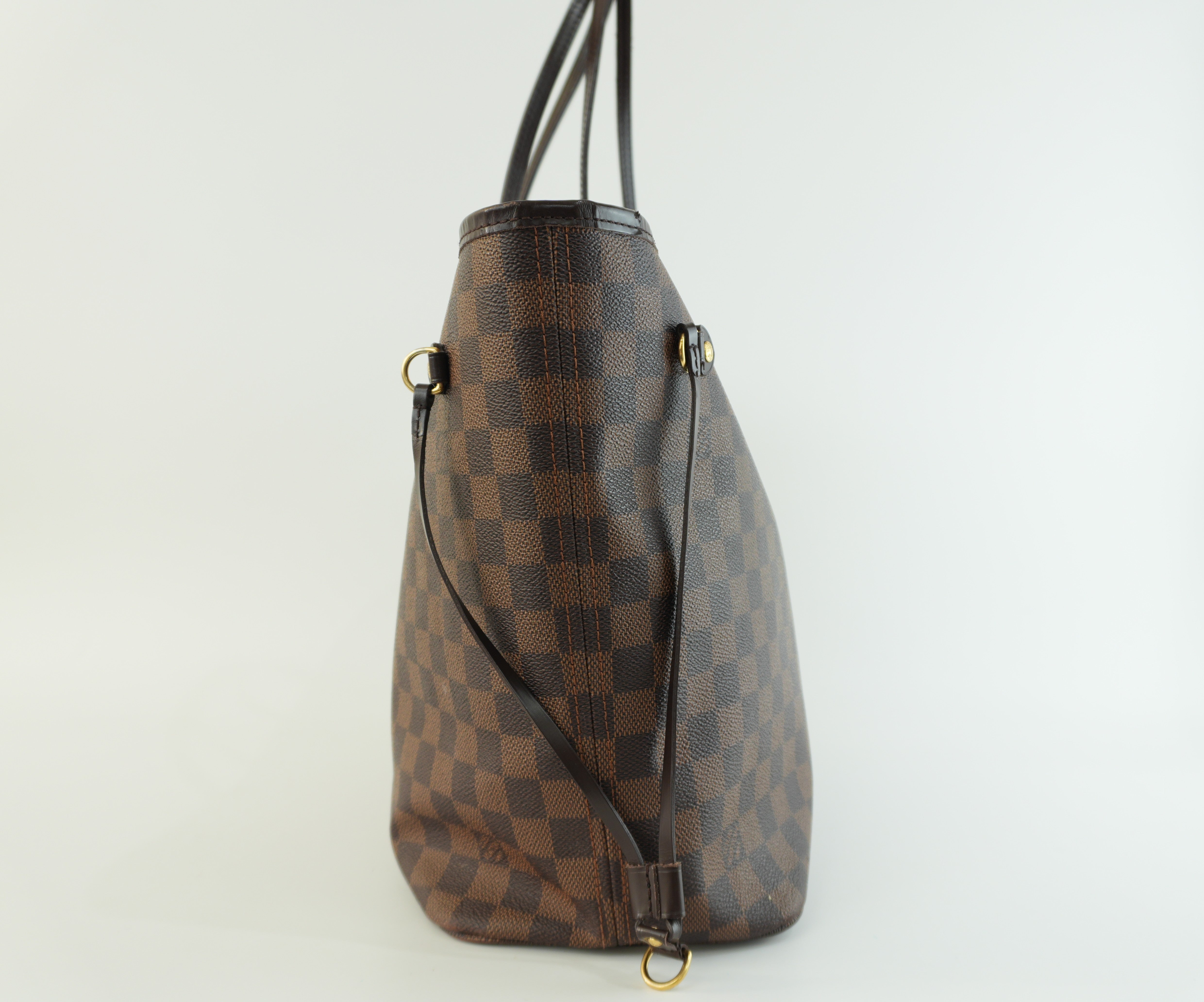 Louis Vuitton Damier Ebene Neverfull MM Shoulder Tote Bag Used