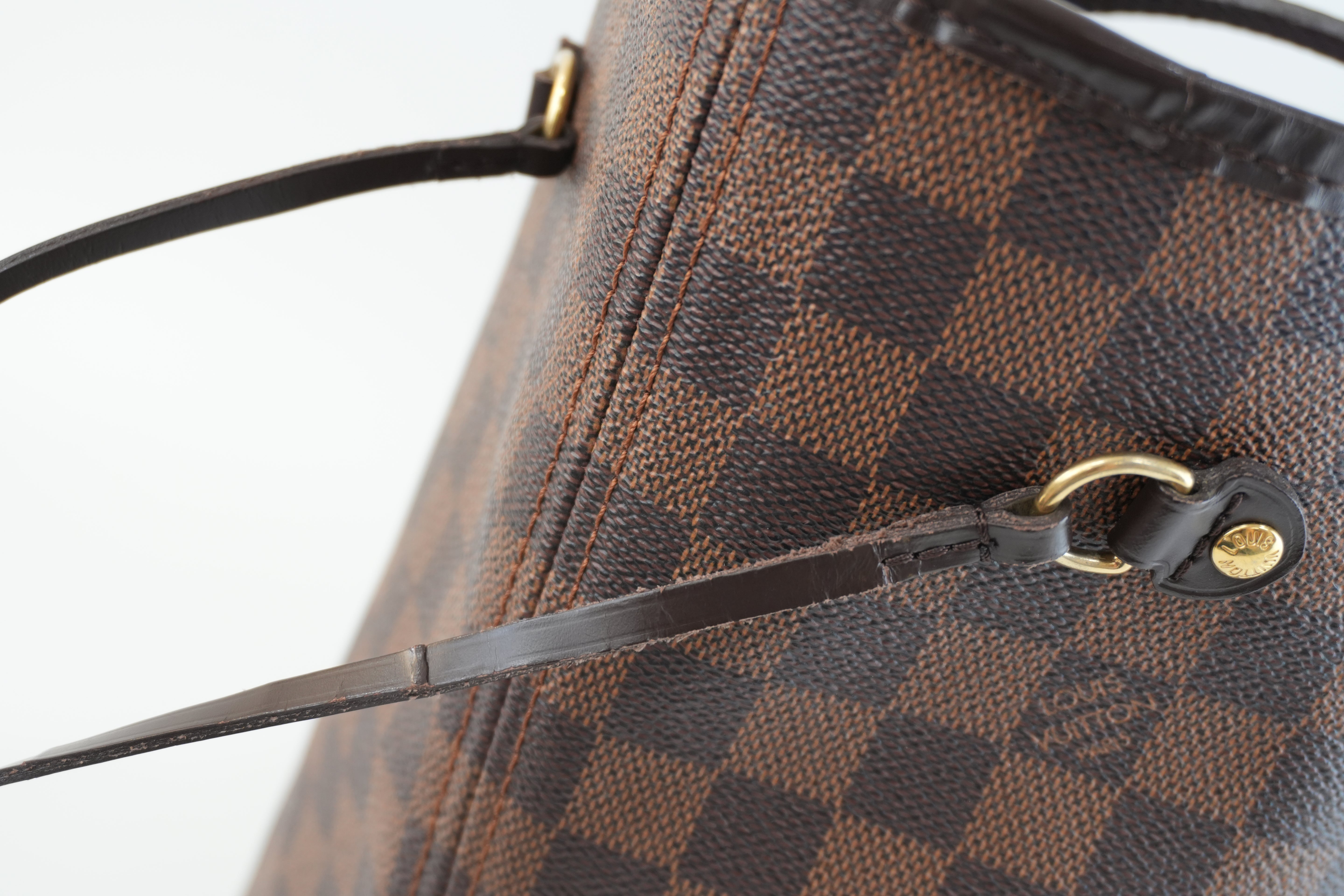 Louis Vuitton Damier Ebene Neverfull MM Shoulder Tote Bag Used