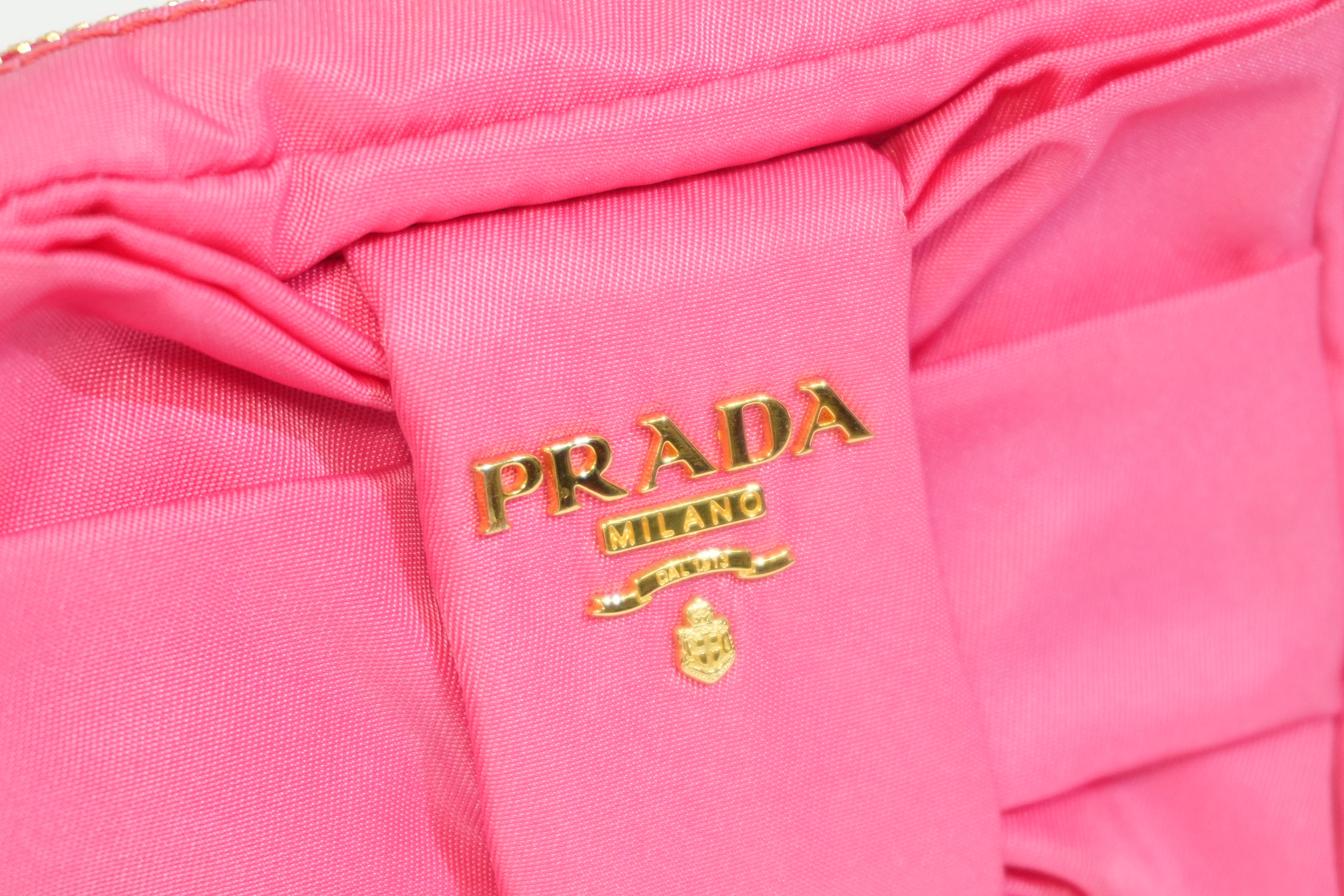 Pre-owned Prada Small Ribbon Pouch Pink