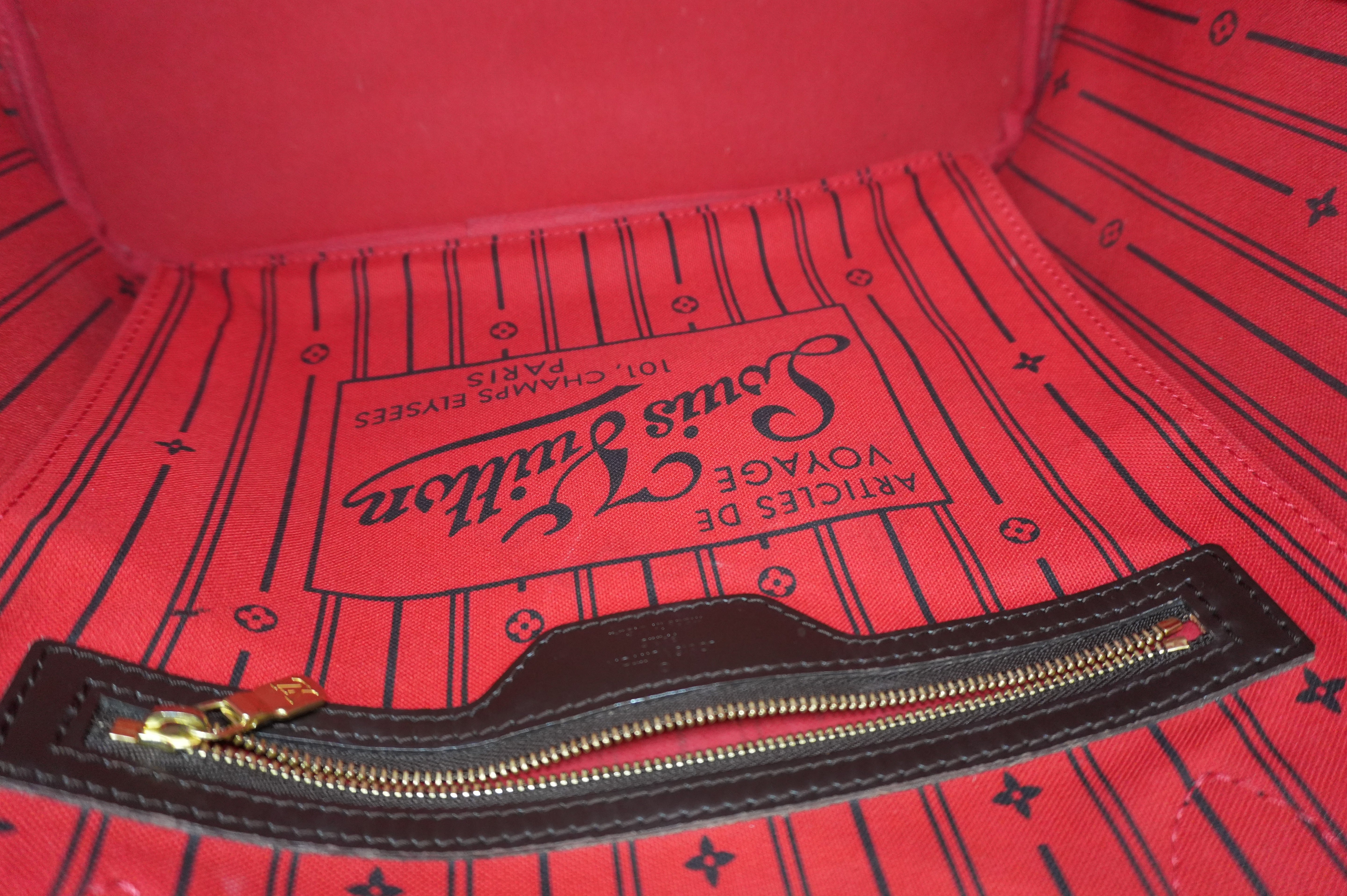 Louis Vuitton Damier Ebene Neverfull MM Shoulder Tote Bag Used