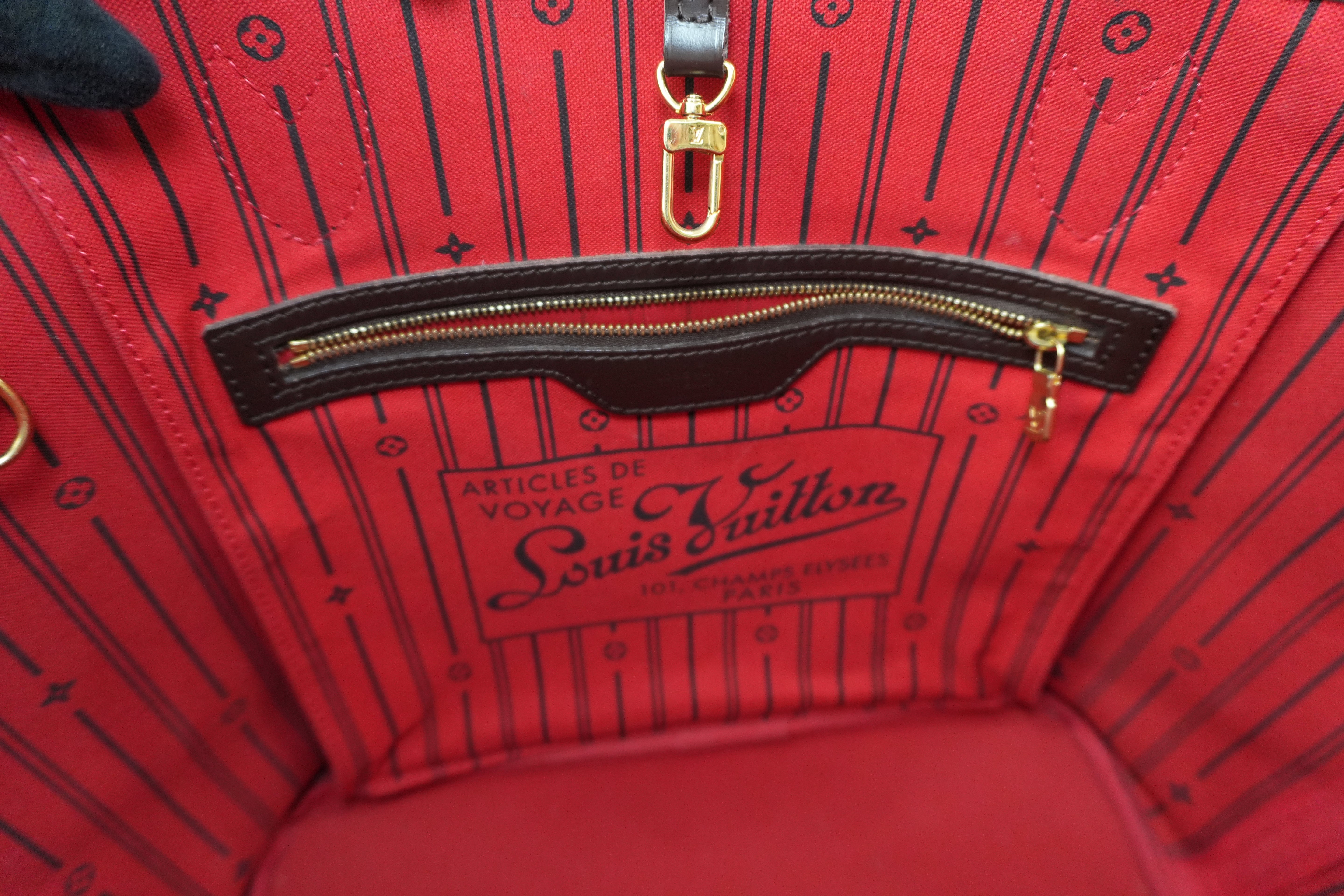 Louis Vuitton Damier Ebene Neverfull MM Shoulder Tote Bag Used