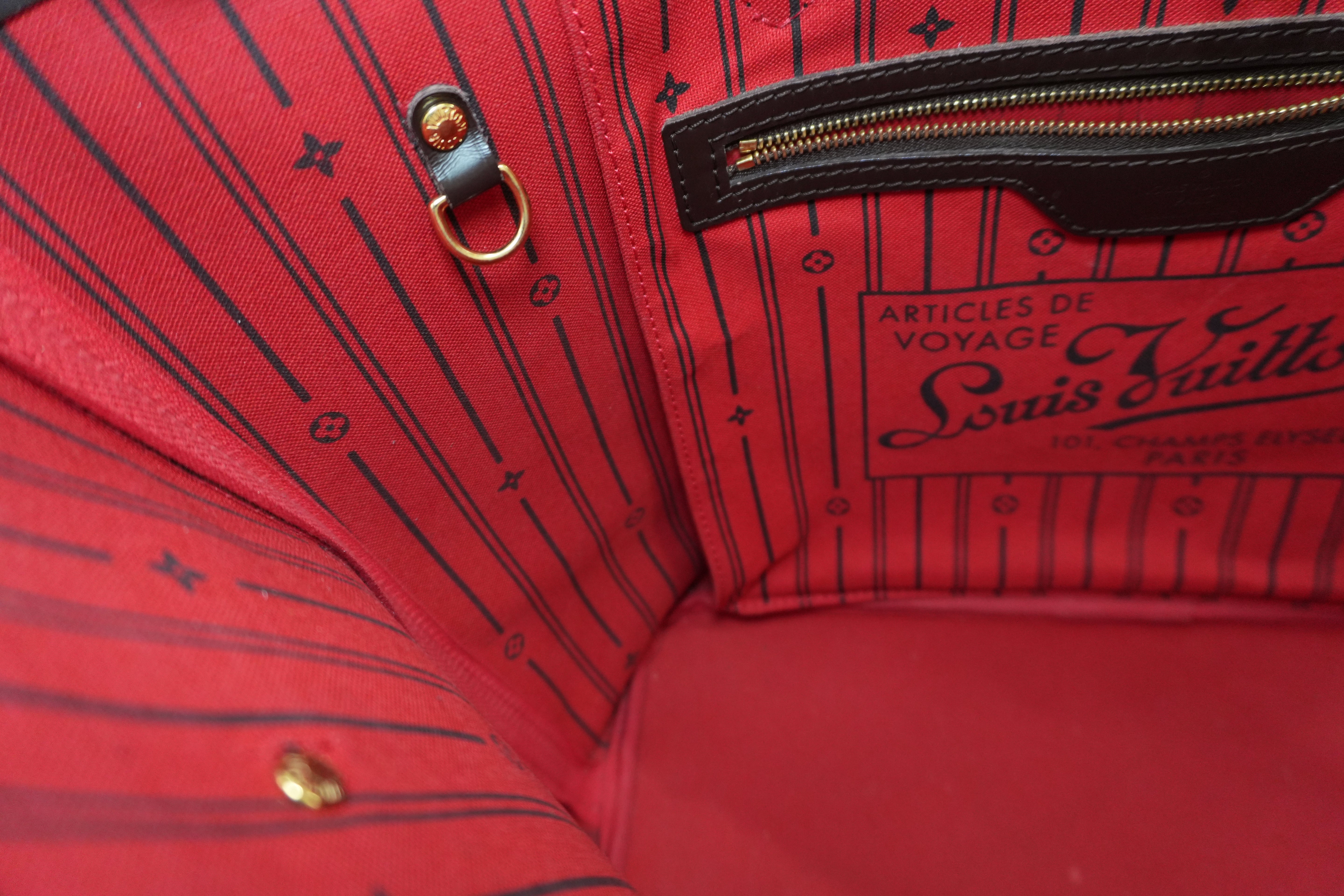 Louis Vuitton Damier Ebene Neverfull MM Shoulder Tote Bag Used