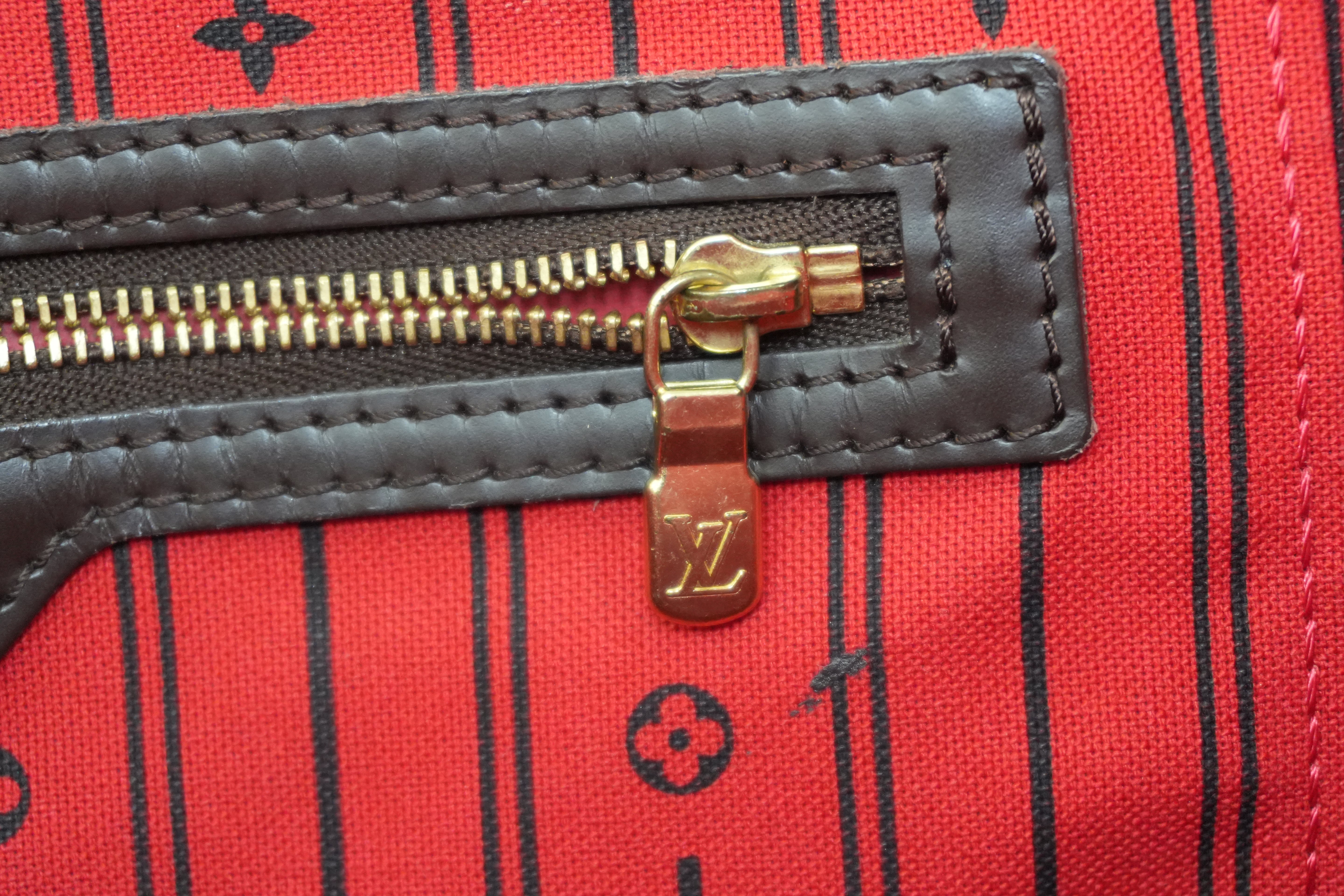 Louis Vuitton Damier Ebene Neverfull MM Shoulder Tote Bag Used